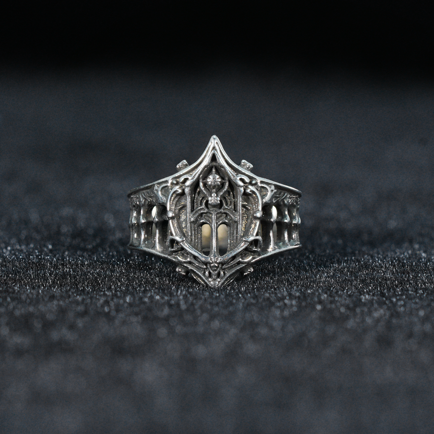 Gothic Cathedral Ring | Vintage Gothic Architecture Ring | Arched Church Design | Handmade Dark Style Jewelry