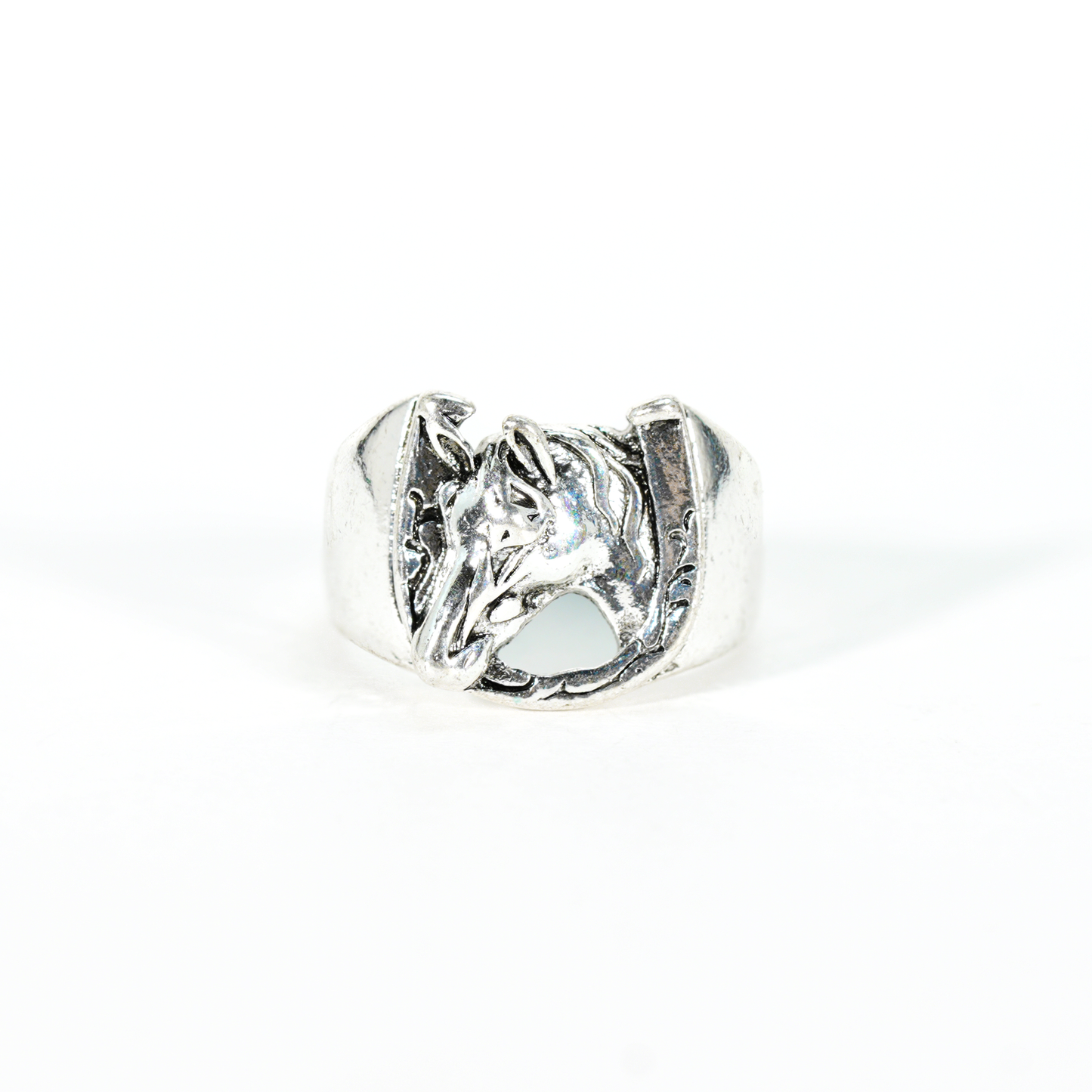Horse Head Ring, Vintage Horseshoe Ring, Carved Style Ring, Lucky Amulet Jewelry, Western Cowboy Animal Ring