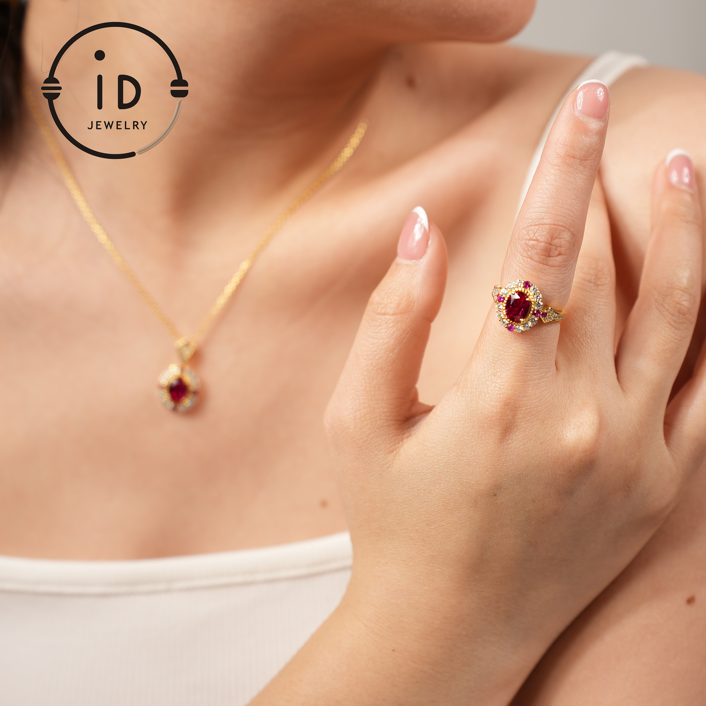 Classic Ruby Ring in Sterling Silver, 18K Gold Plated, Elegant Women’s Gift