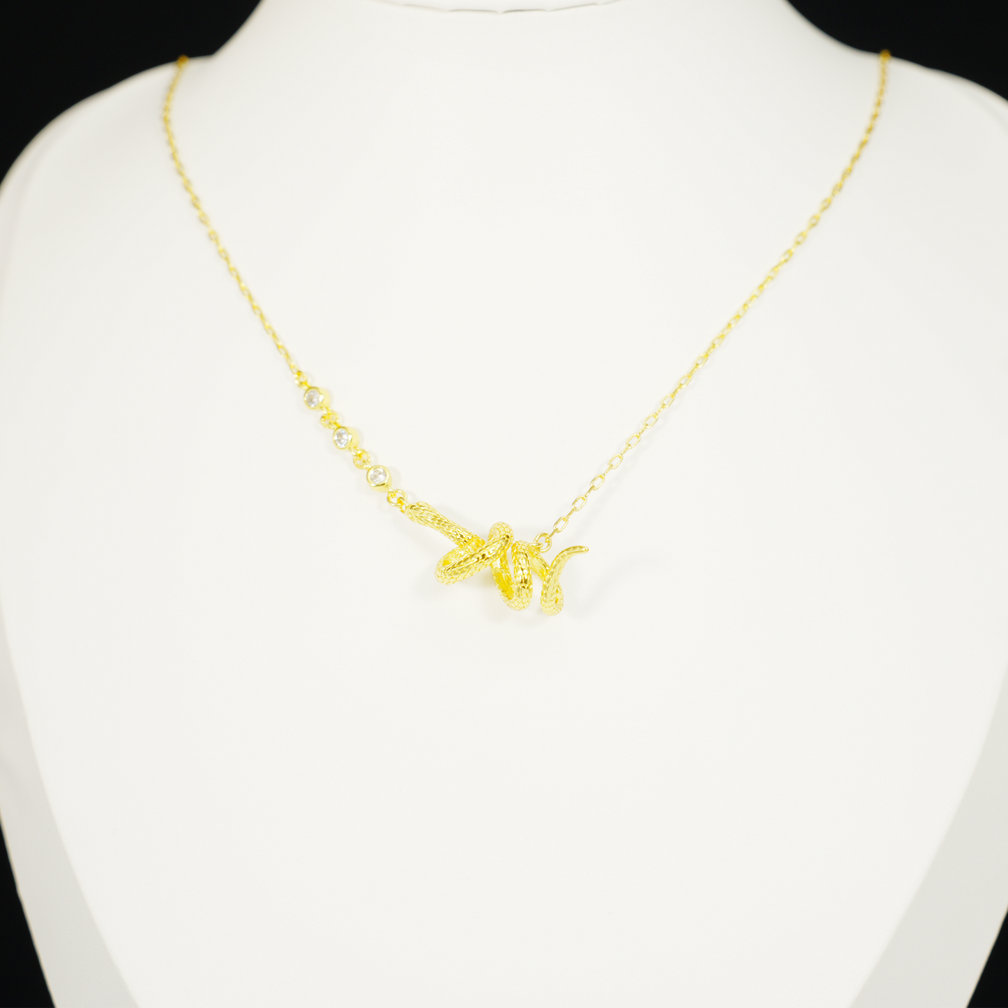 Gold Snake Pendant Necklace | Mystical Serpent Design | Amulet Jewelry