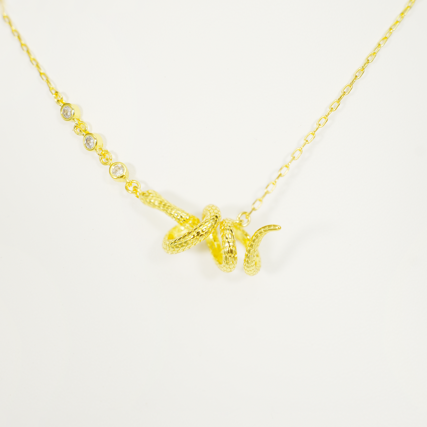 Gold Snake Pendant Necklace | Mystical Serpent Design | Amulet Jewelry