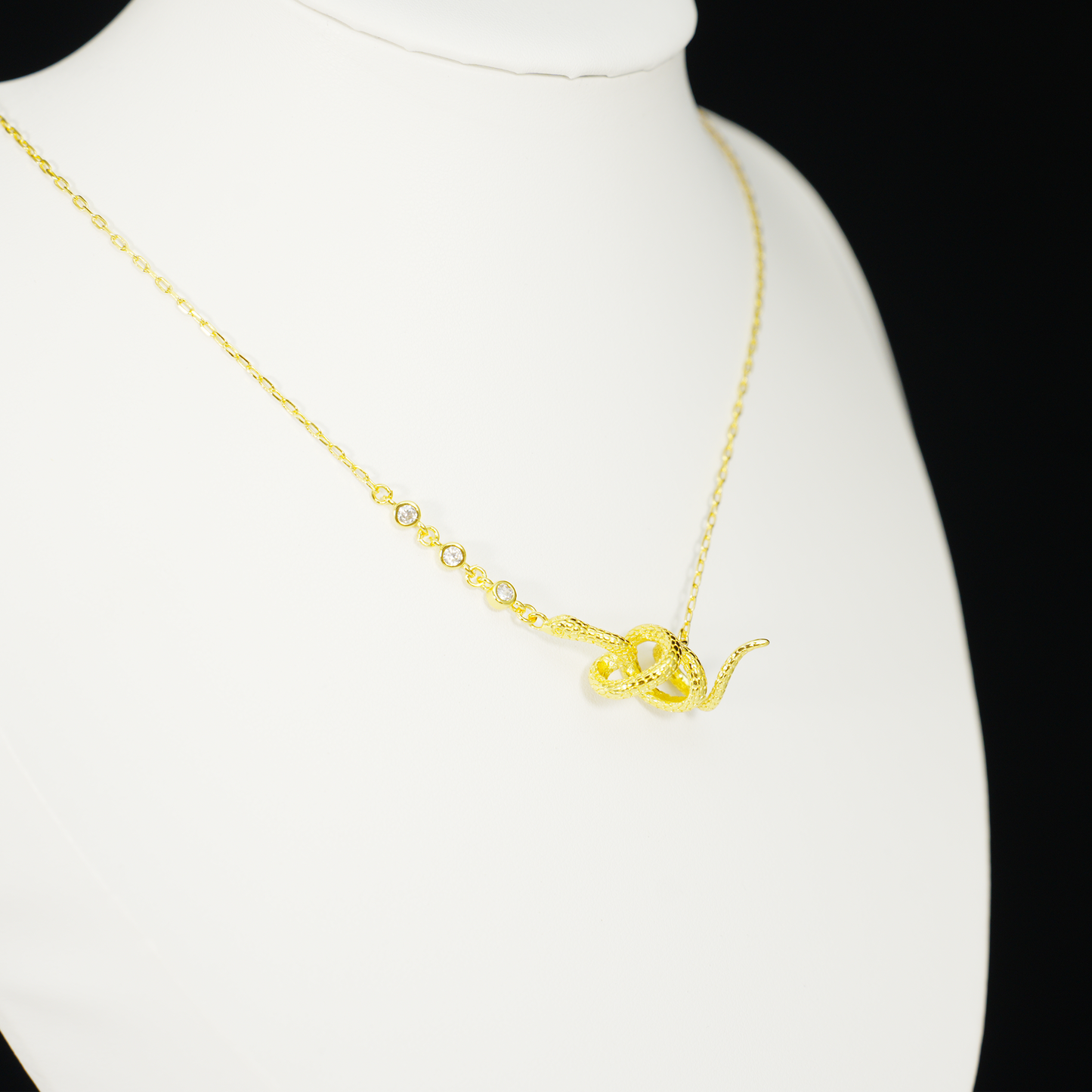 Gold Snake Pendant Necklace | Mystical Serpent Design | Amulet Jewelry