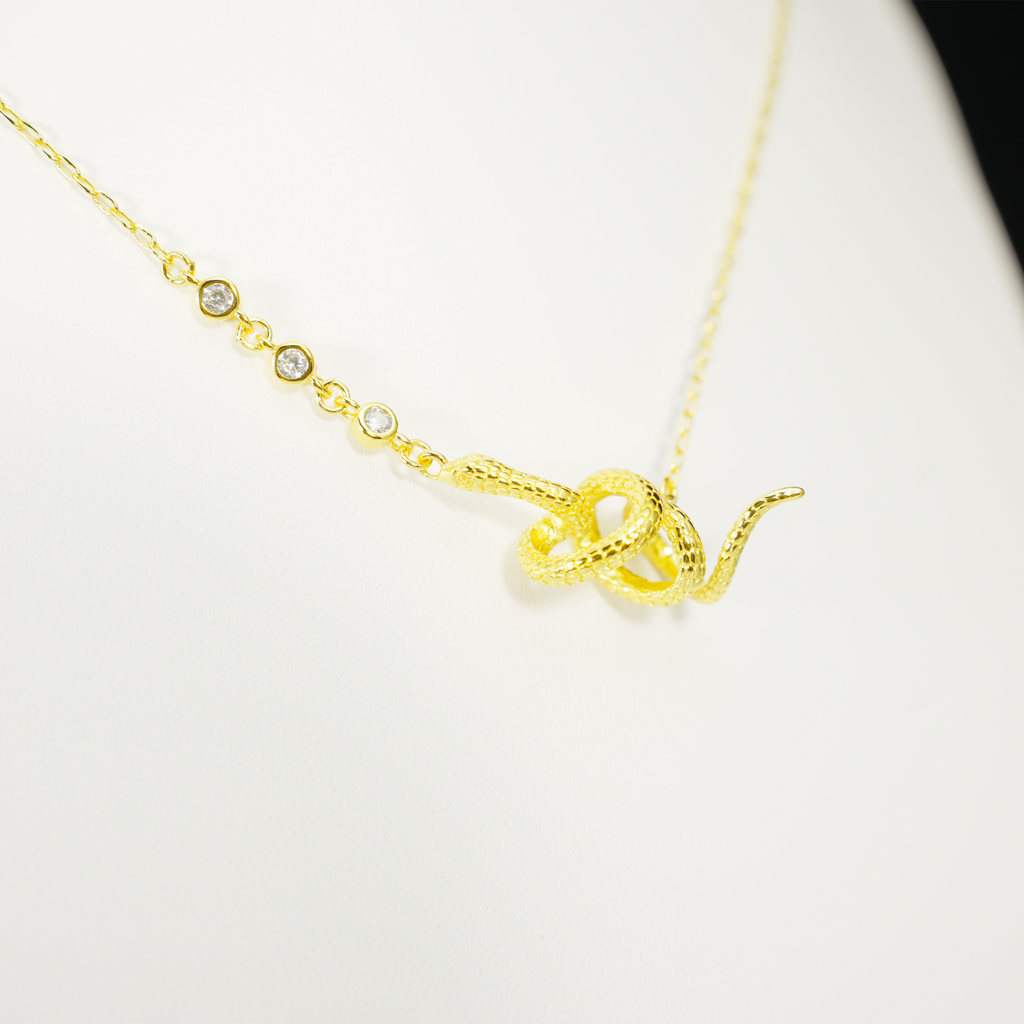 Gold Snake Pendant Necklace | Mystical Serpent Design | Amulet Jewelry