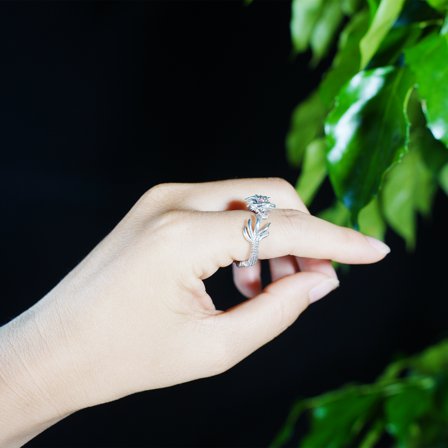 Dragon Ring, Vintage Sculpted Dragon Jewelry, Totem Protection Amulet, Fantasy Gift for Her