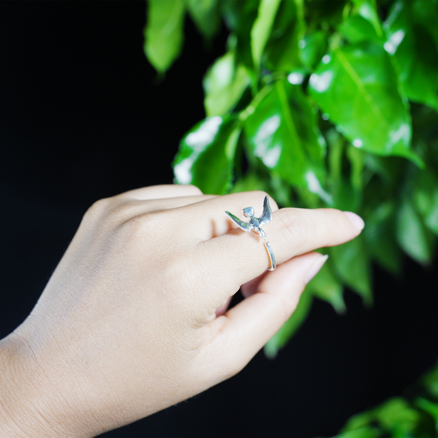 Flying Bird Ring, Minimalist Nature Jewelry, Freedom Animal Gift for Her