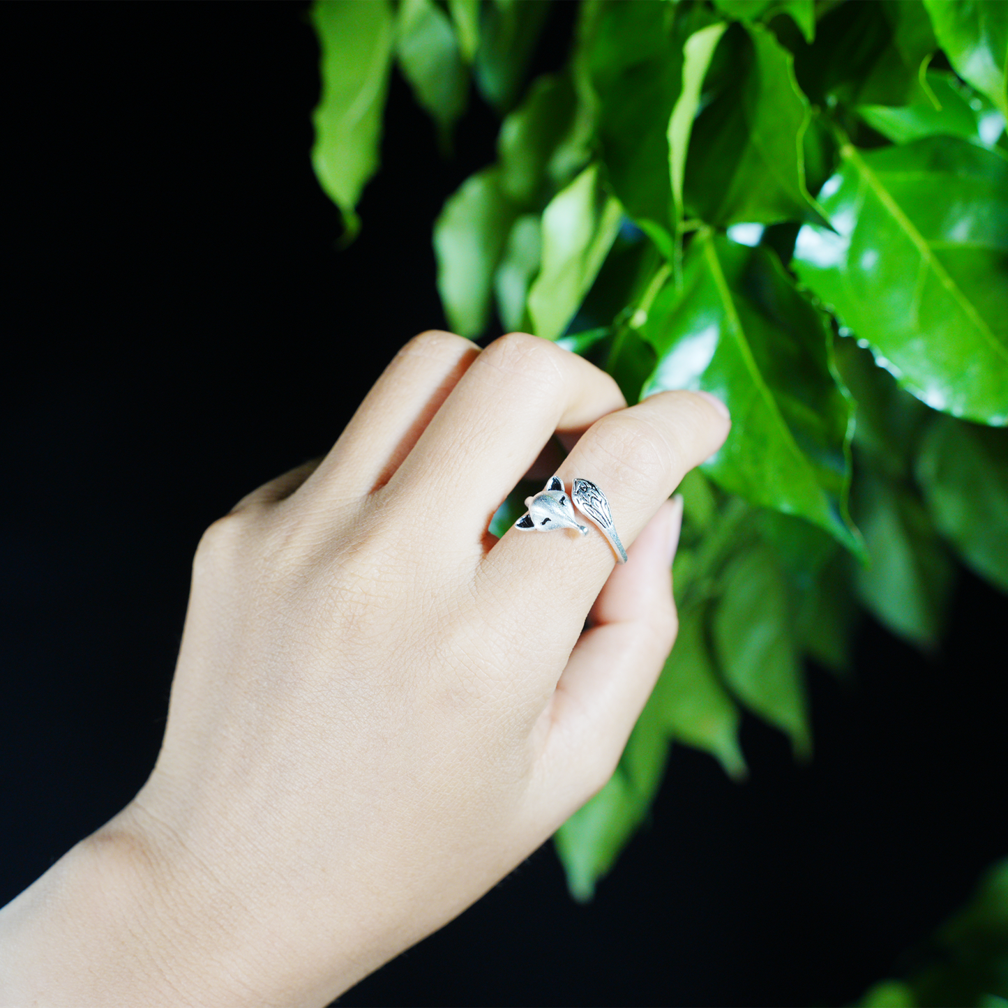 Adjustable Silver Fox Ring, Cute Minimalist Fox Design, Handmade Ring Gift for Her