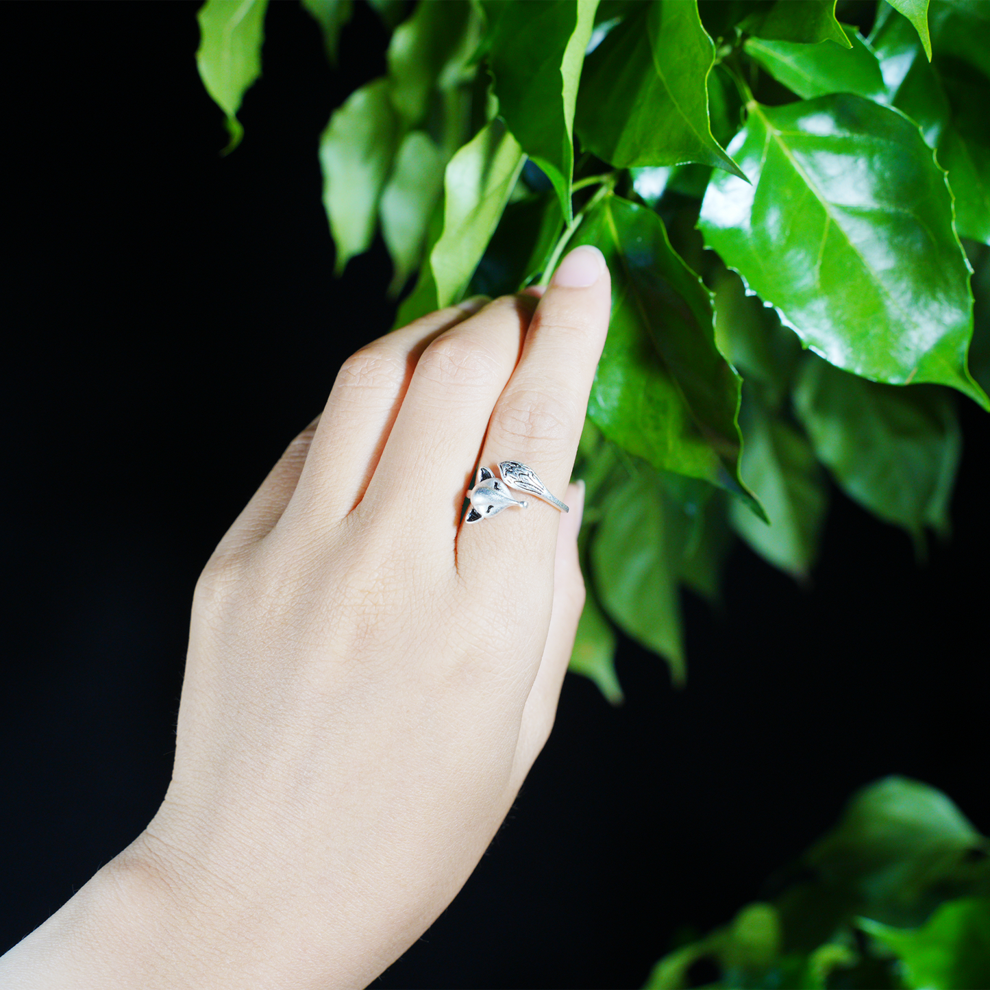 Adjustable Silver Fox Ring, Cute Minimalist Fox Design, Handmade Ring Gift for Her