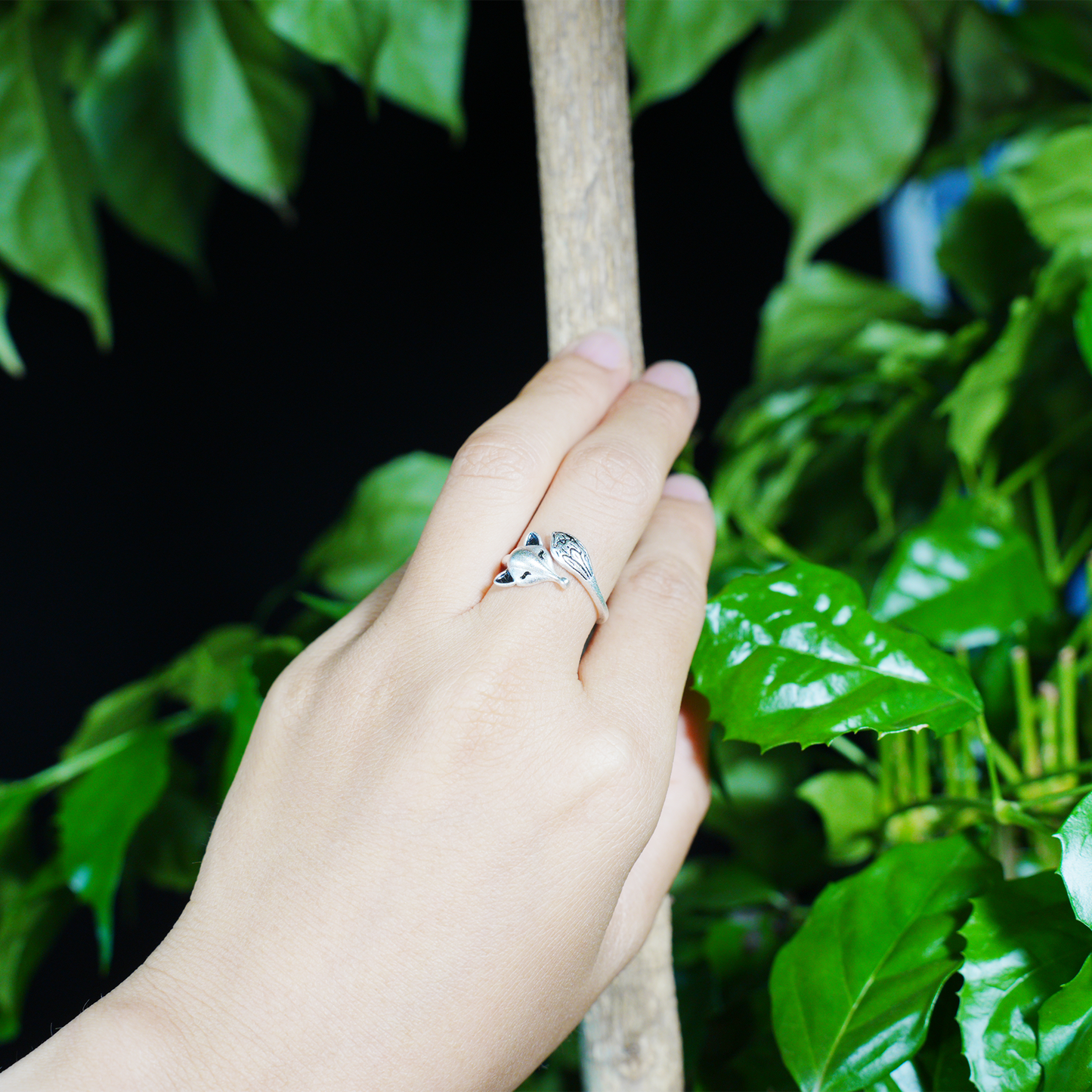 Adjustable Silver Fox Ring, Cute Minimalist Fox Design, Handmade Ring Gift for Her