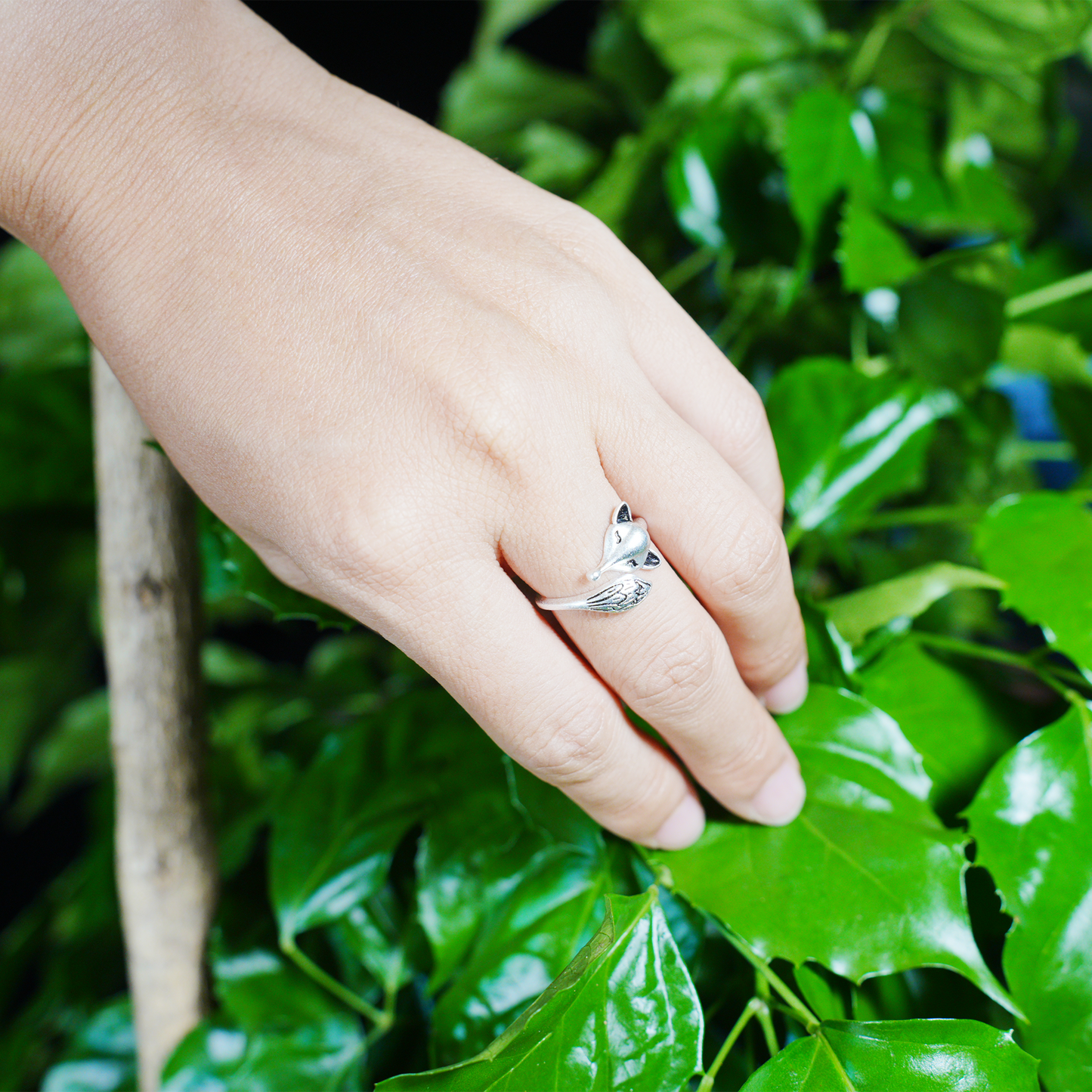 Adjustable Silver Fox Ring, Cute Minimalist Fox Design, Handmade Ring Gift for Her