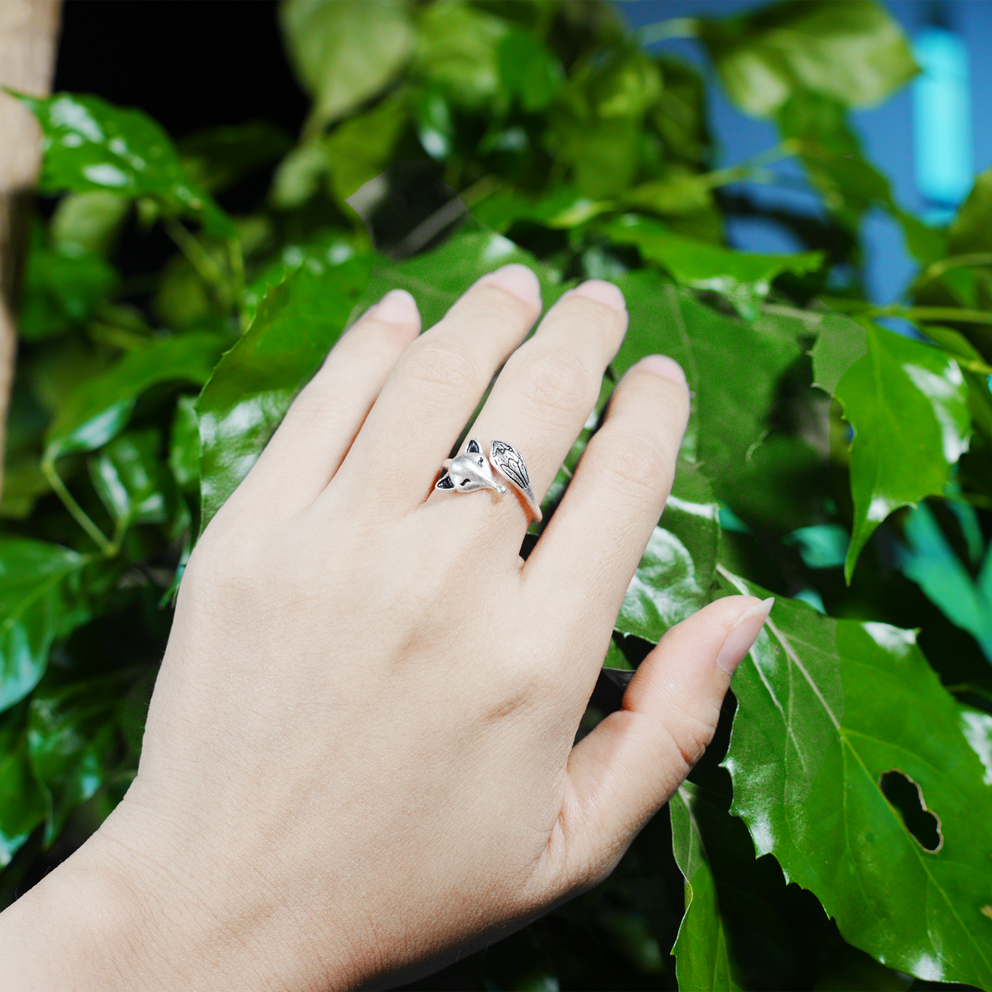 Adjustable Silver Fox Ring, Cute Minimalist Fox Design, Handmade Ring Gift for Her