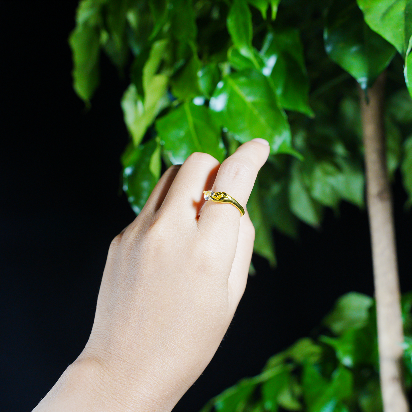 Goldener Hand hält Herzring | Minimalistischer Liebesgesten-Paarring | Romantisches Geschenk für Sie