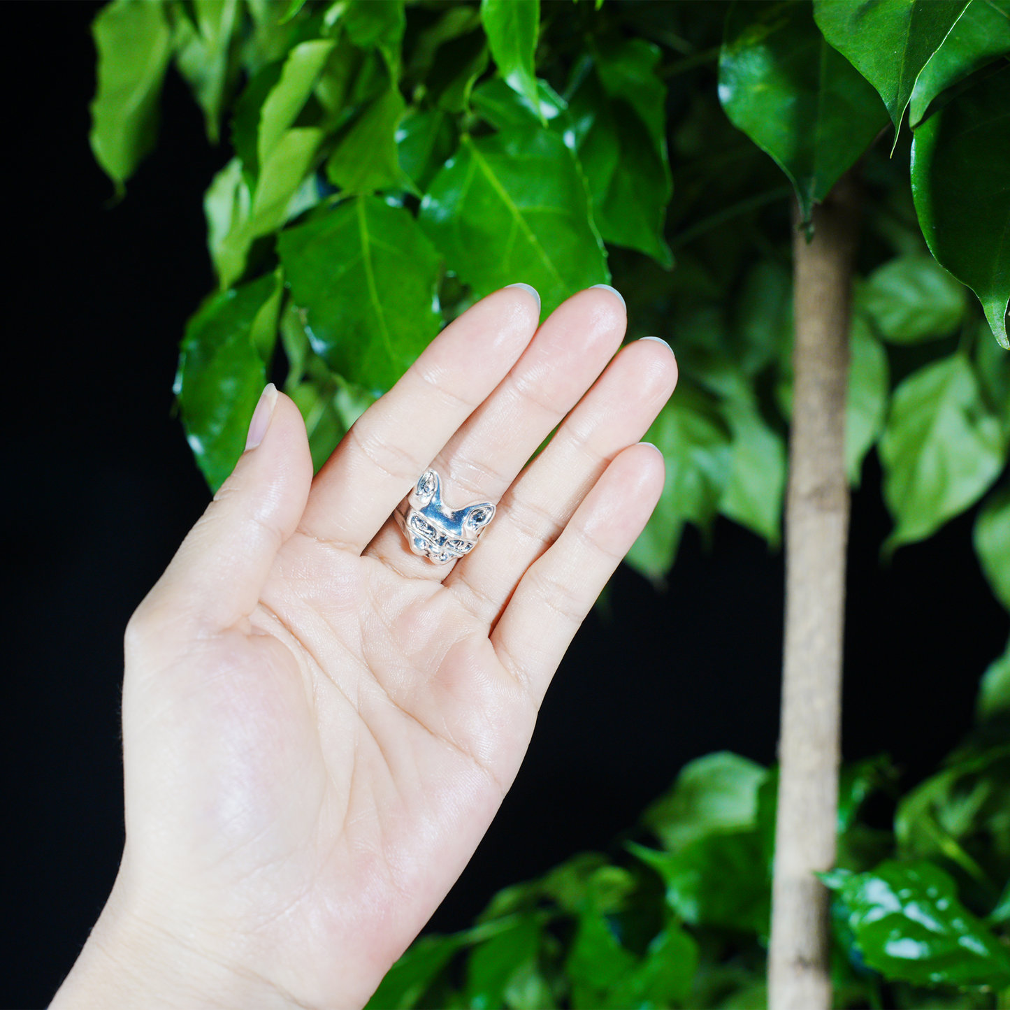 Cat Ring Set, 3 Stackable Cat Face Rings, Totem Animal Jewelry, Bold Gothic Style for Daily Wear & Statement Looks