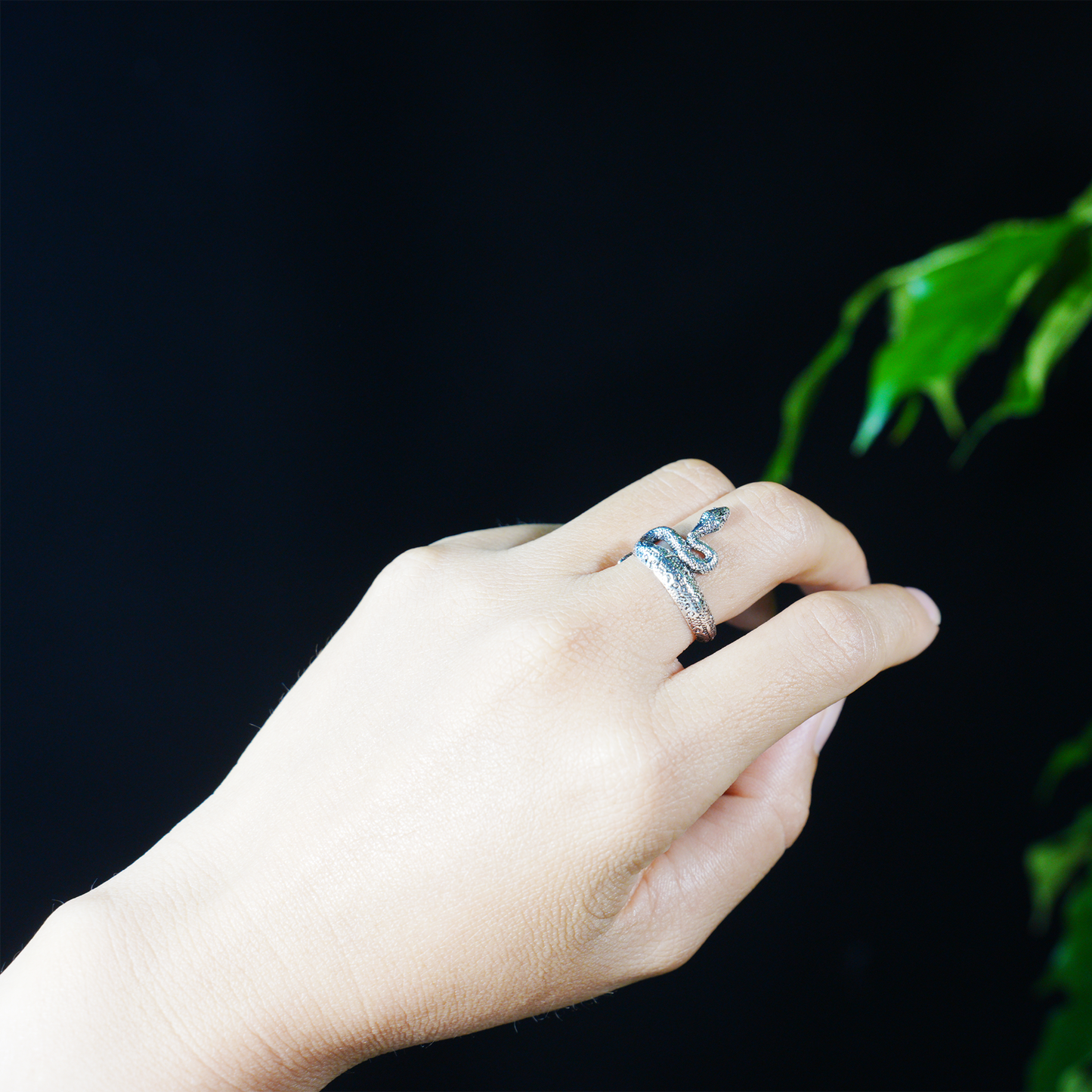 Coiled Snake Ring, Textured Reptile Pattern, Totem Style Open Band for Men & Women