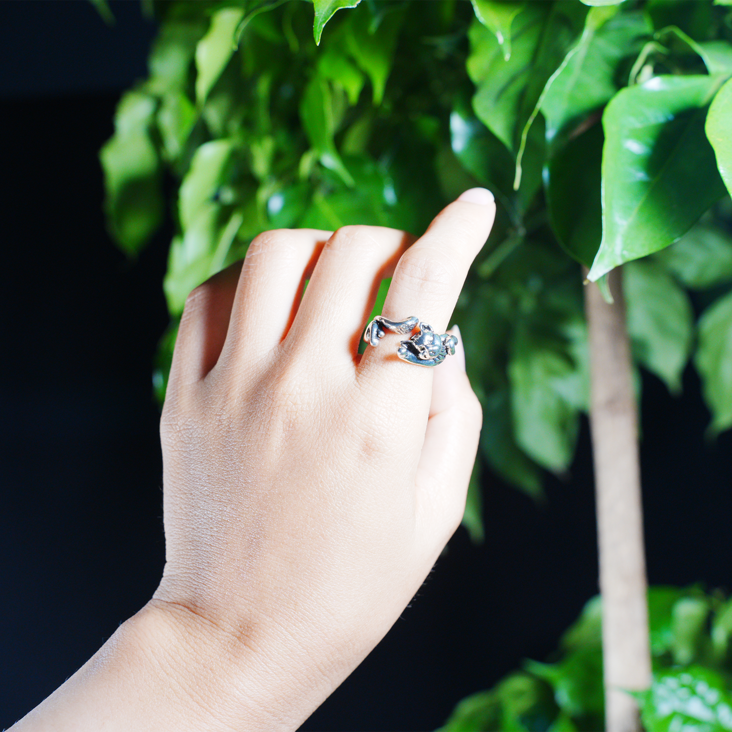 Sleeping Cat Ring, Handmade Spiritual Jewelry, Cute Cat Lover Gift, Unisex Silver Cat Ring