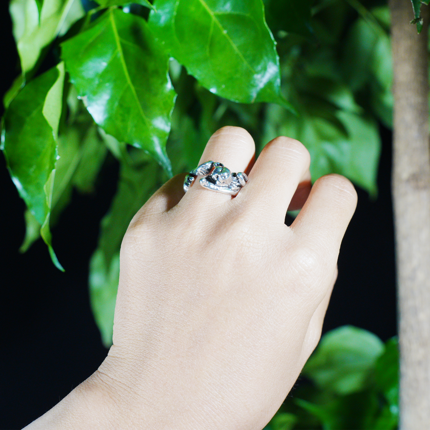 Sleeping Cat Ring, Handmade Spiritual Jewelry, Cute Cat Lover Gift, Unisex Silver Cat Ring