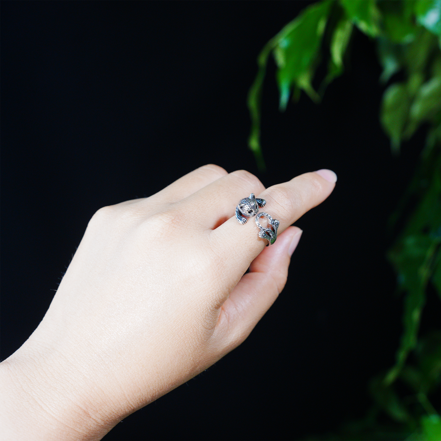 Playful Cat Ring | Whimsical Animal Jewelry | Gothic Cute Cat Band for Animal Lovers