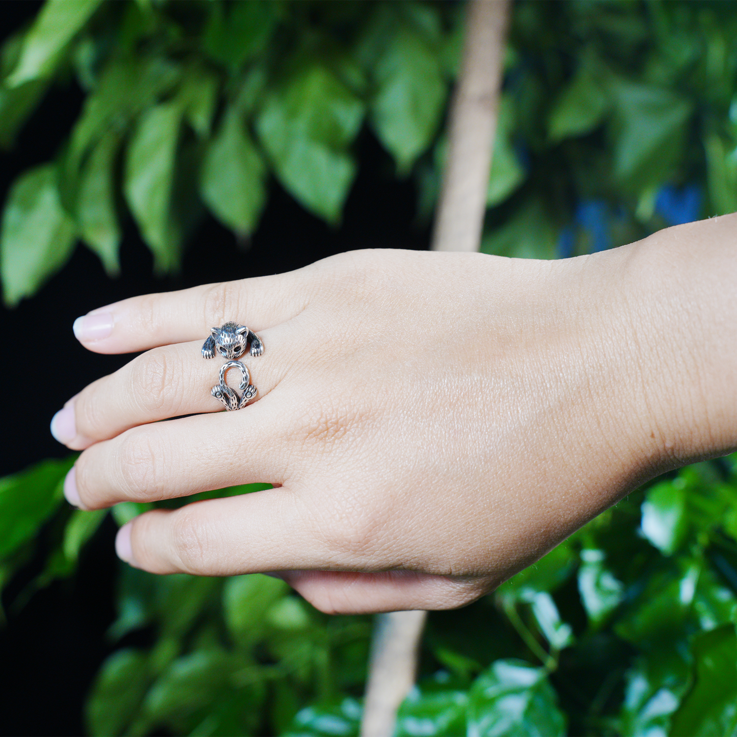Playful Cat Ring | Whimsical Animal Jewelry | Gothic Cute Cat Band for Animal Lovers