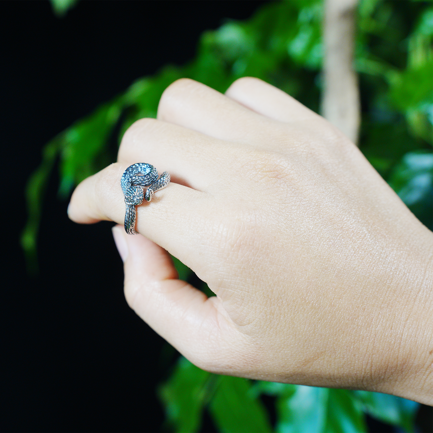 Snake Ring Gothic Serpent Jewelry | Protective Amulet Rebirth Symbol Ring | Unisex Snake Wrap Ring for Her or Him