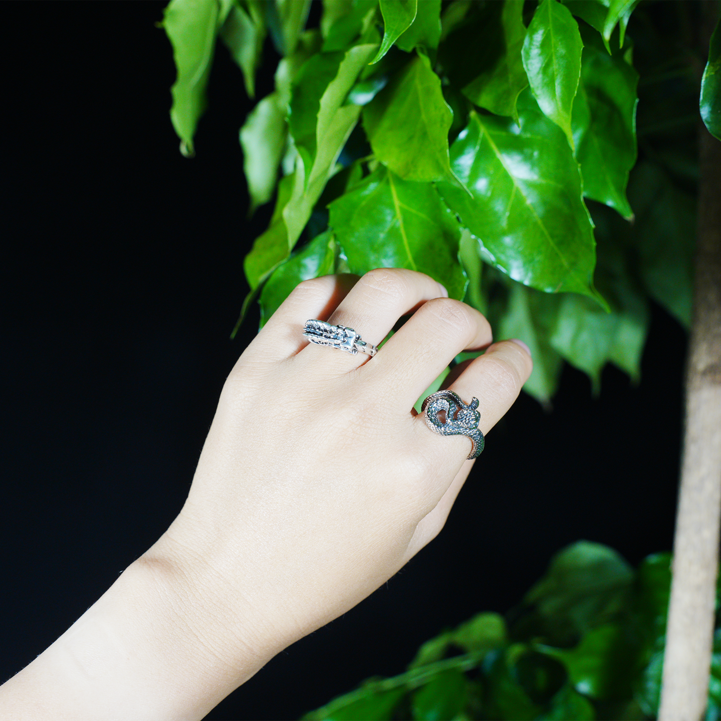 Snake Ring Gothic Serpent Jewelry | Protective Amulet Rebirth Symbol Ring | Unisex Snake Wrap Ring for Her or Him