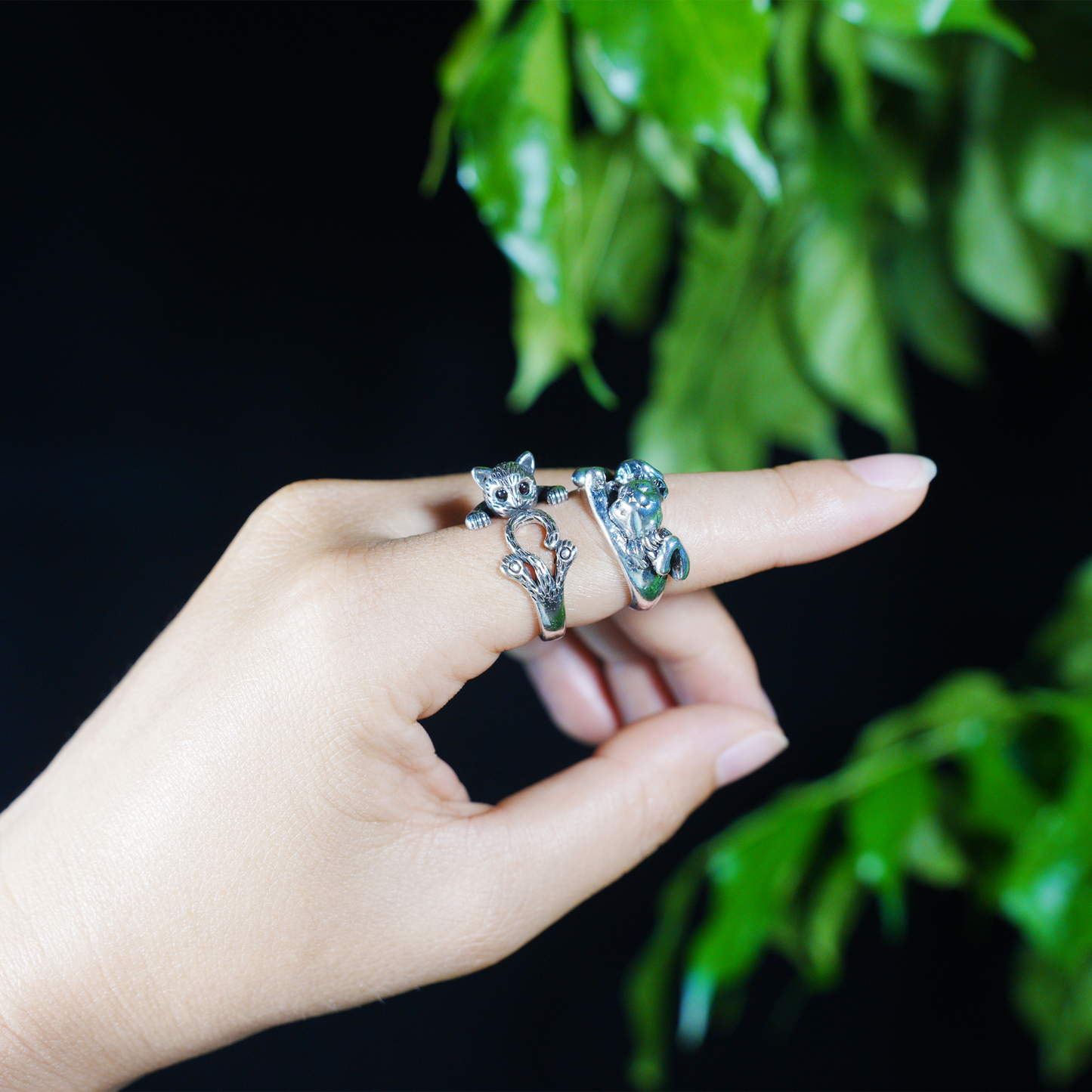 Sleeping Cat Ring, Handmade Spiritual Jewelry, Cute Cat Lover Gift, Unisex Silver Cat Ring
