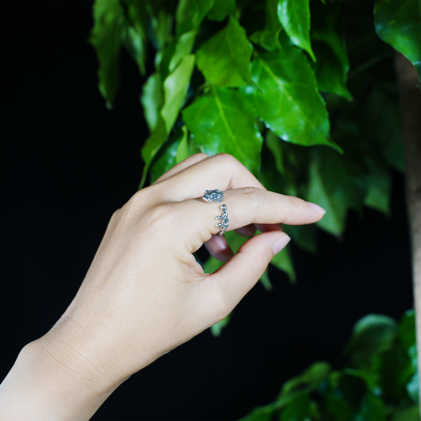 Mystic Elder Totem Ring with Artisan Carving, Unique Gothic Open Design Ring for Men and Women