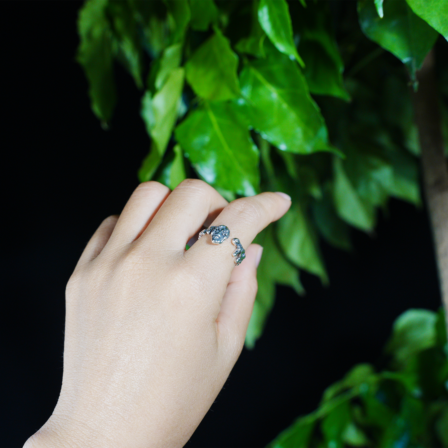 Mystic Elder Totem Ring with Artisan Carving, Unique Gothic Open Design Ring for Men and Women