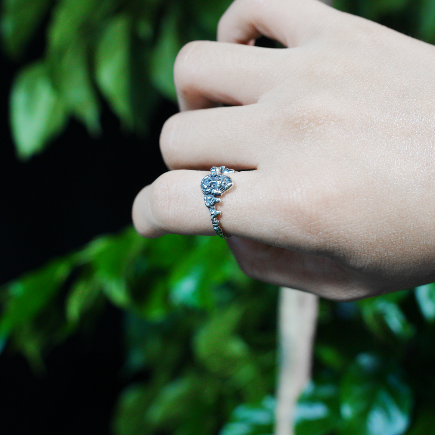 Mystic Elder Totem Ring with Artisan Carving, Unique Gothic Open Design Ring for Men and Women