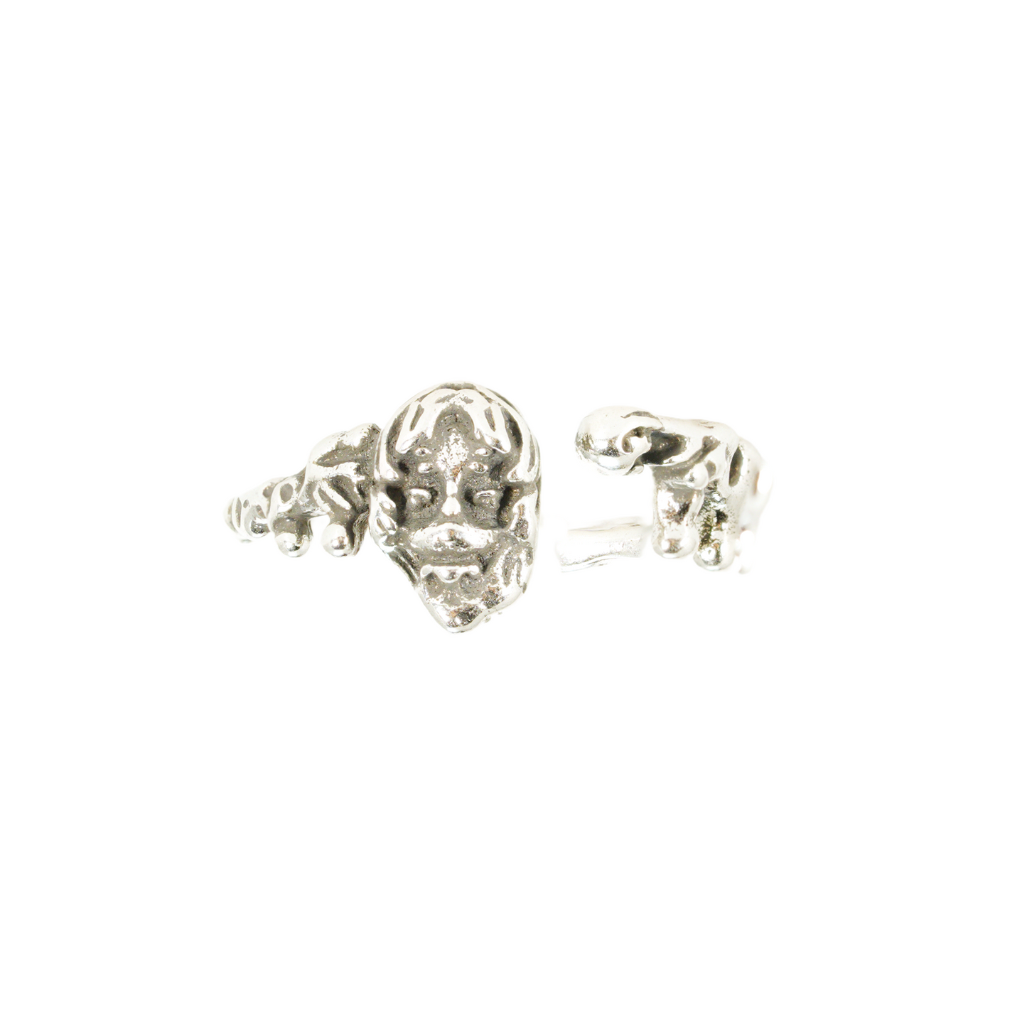 Mystic Elder Totem Ring with Artisan Carving, Unique Gothic Open Design Ring for Men and Women