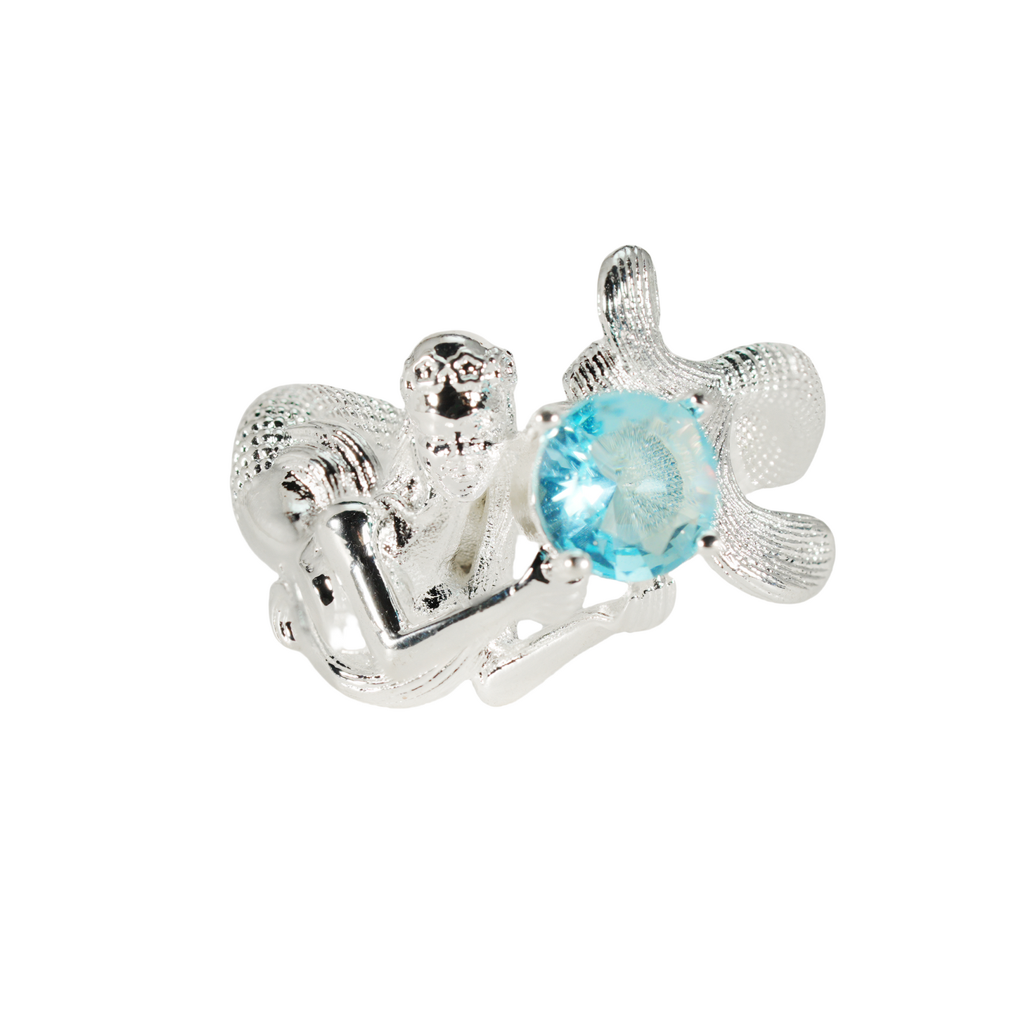Mermaid Blue Gemstone Ring | Fantasy Ocean Style Handmade Statement Jewelry | Artistic Mermaid Design