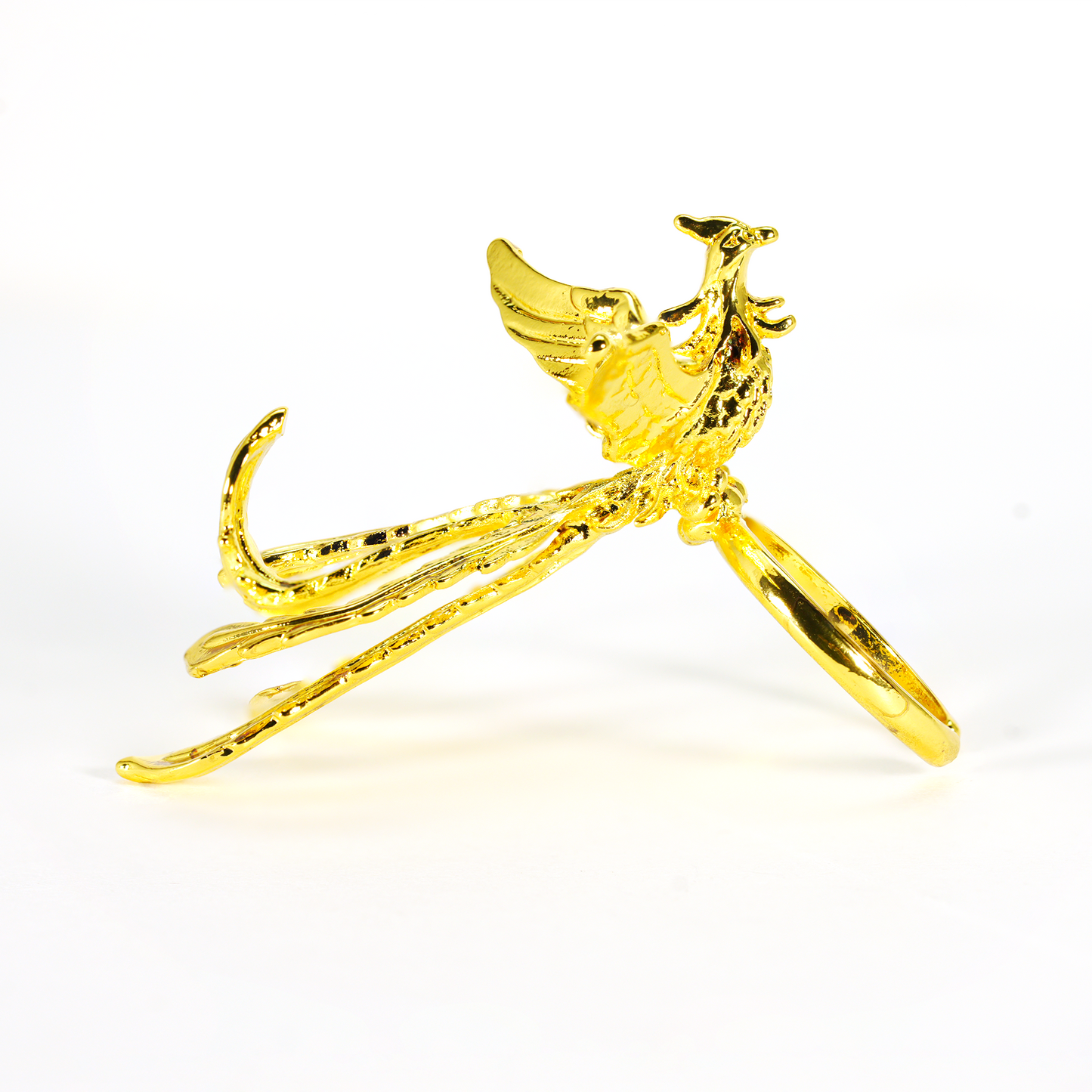 Mythical Phoenix Ring, Gold Bird Statement Jewelry, Artistic Handmade Ring, Fantasy Ring for Women, Spirit Rebirth Symbol