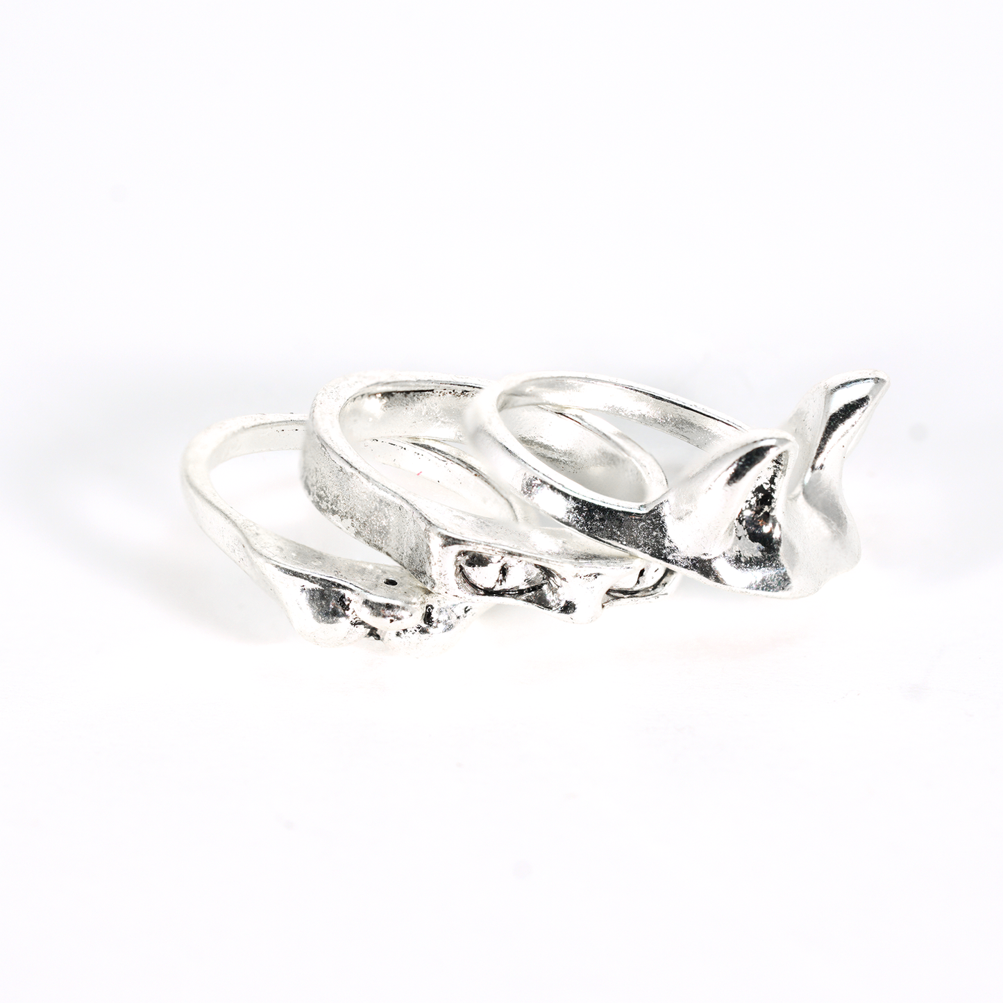 Cat Ring Set, 3 Stackable Cat Face Rings, Totem Animal Jewelry, Bold Gothic Style for Daily Wear & Statement Looks