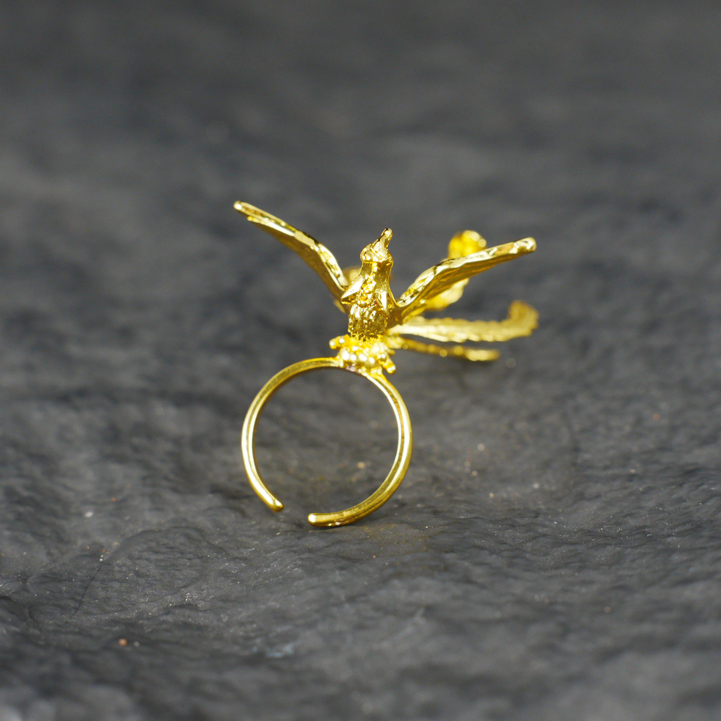 Mythical Phoenix Ring, Gold Bird Statement Jewelry, Artistic Handmade Ring, Fantasy Ring for Women, Spirit Rebirth Symbol