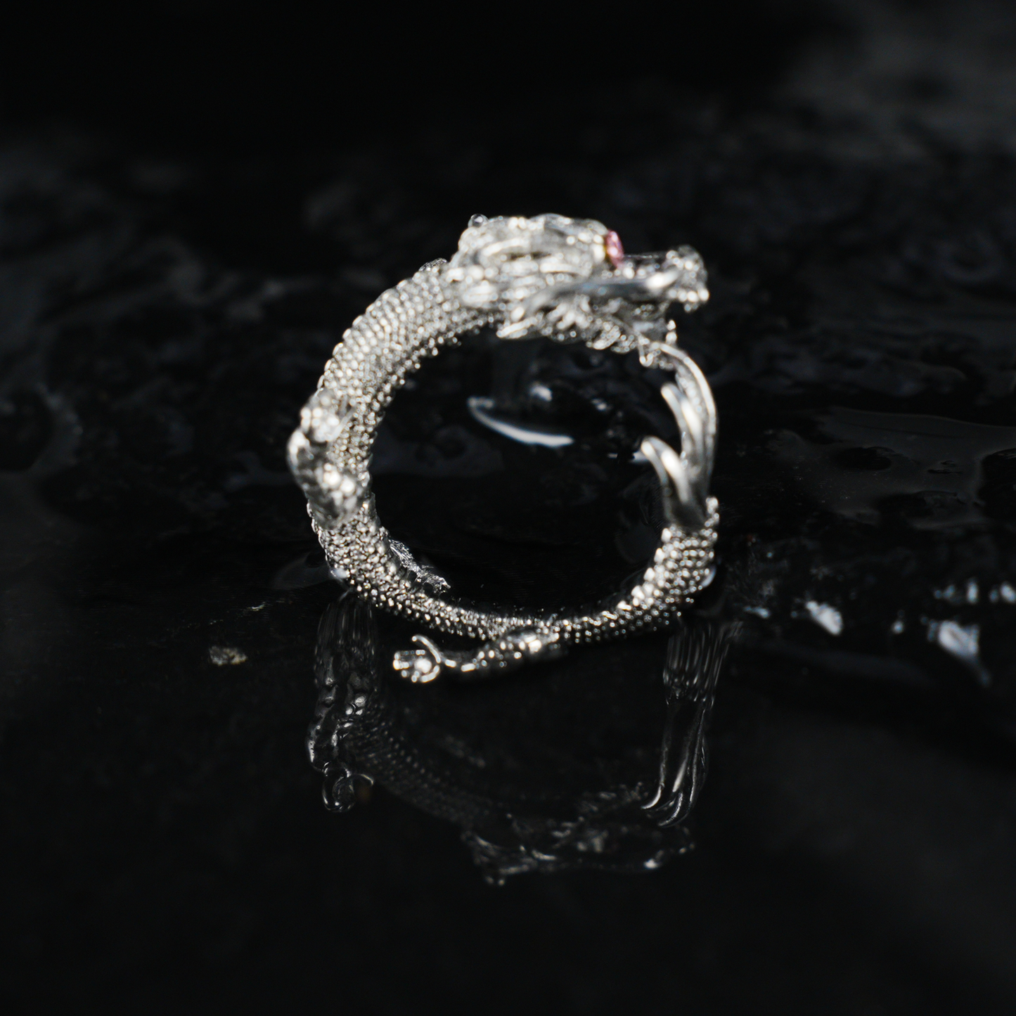 Dragon Ring, Vintage Sculpted Dragon Jewelry, Totem Protection Amulet, Fantasy Gift for Her