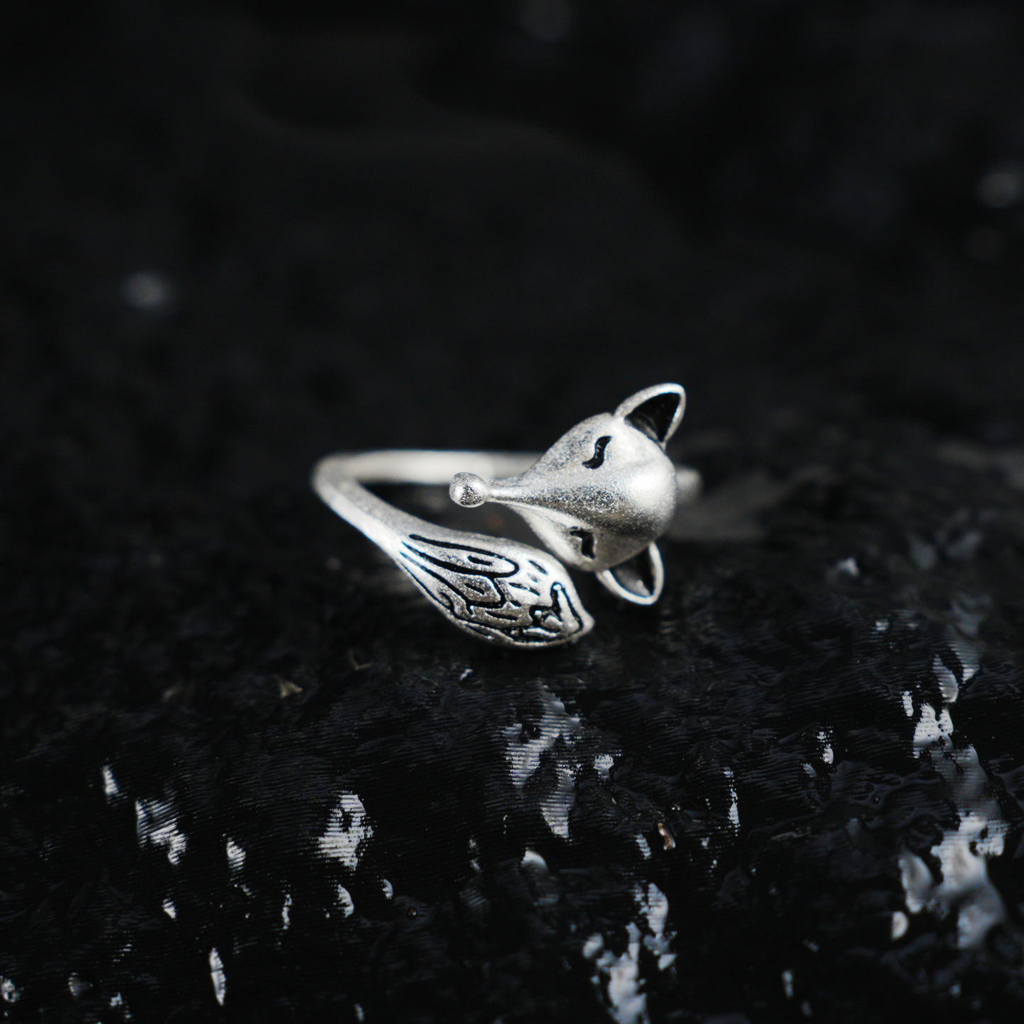 Adjustable Silver Fox Ring, Cute Minimalist Fox Design, Handmade Ring Gift for Her