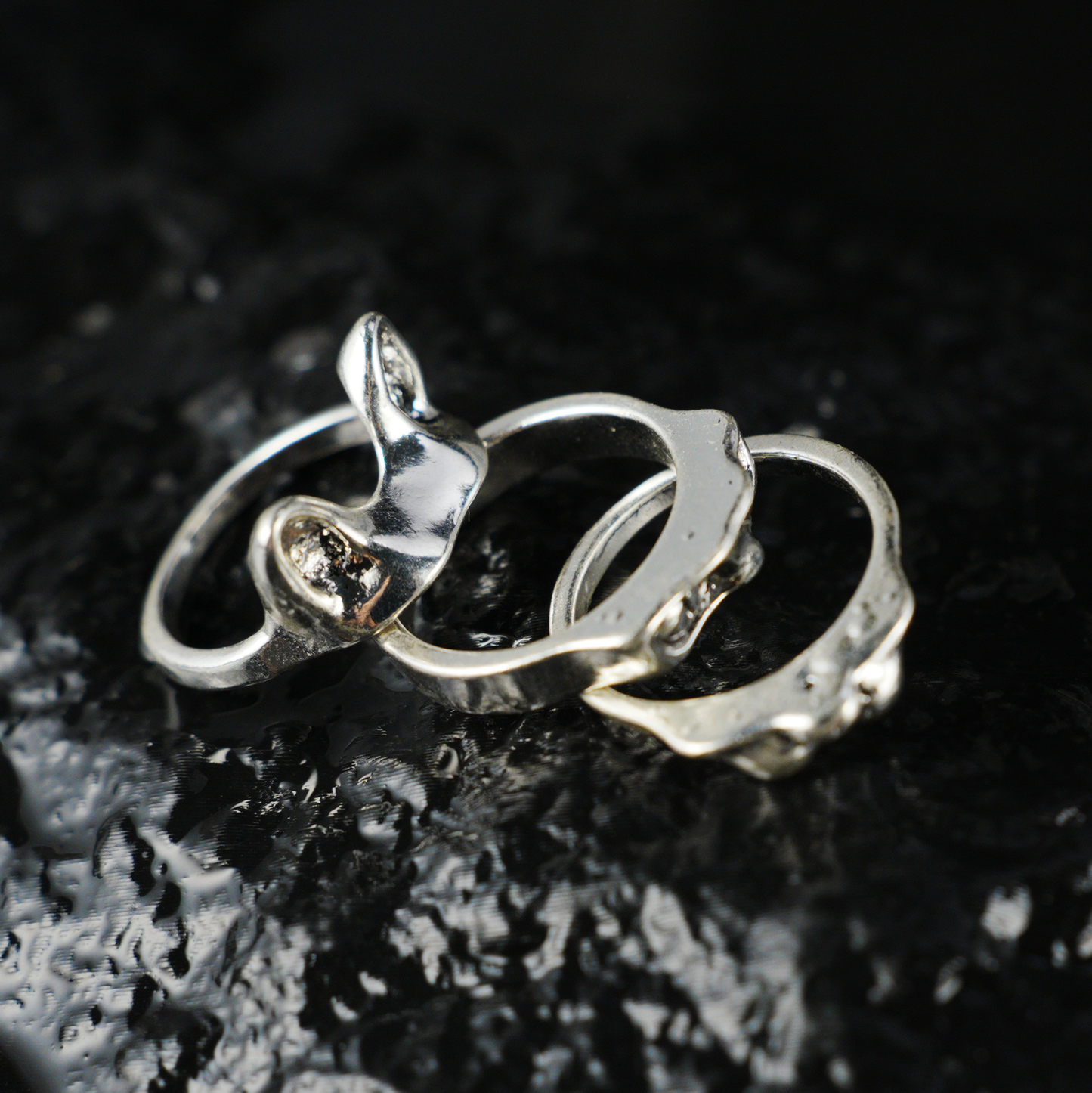 Cat Ring Set, 3 Stackable Cat Face Rings, Totem Animal Jewelry, Bold Gothic Style for Daily Wear & Statement Looks