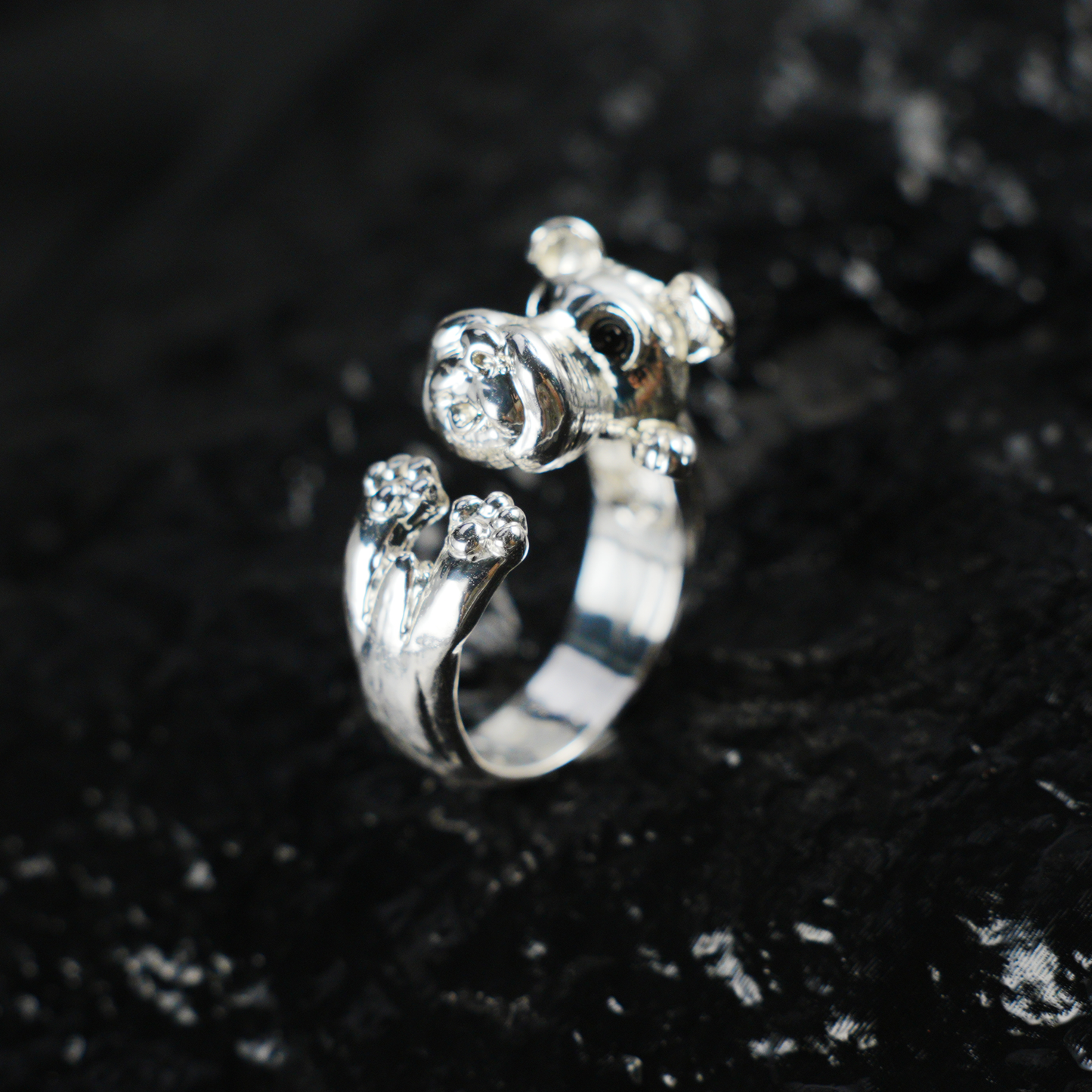 Puppy Hug Ring, 3D Dog Shape Animal Jewelry, Cute Pet Memorial Gift for Dog Lovers