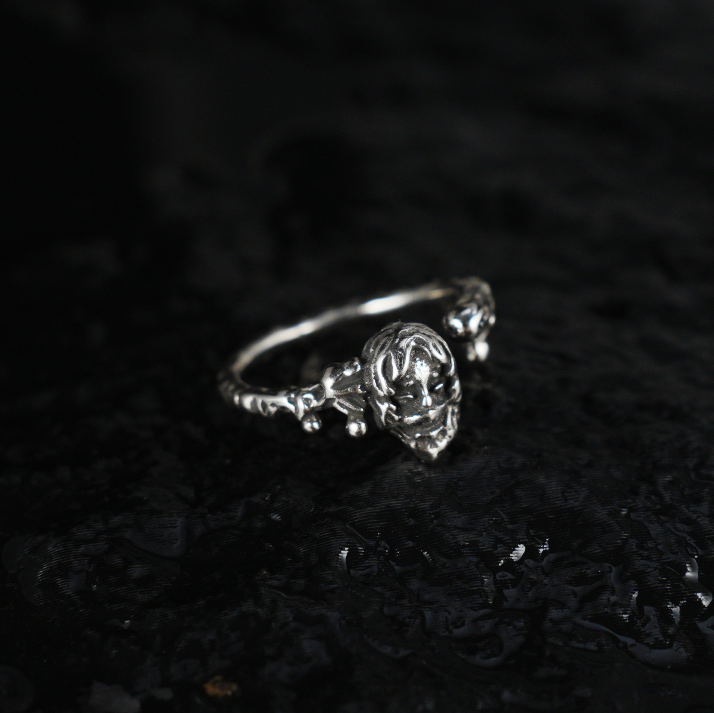 Mystic Elder Totem Ring with Artisan Carving, Unique Gothic Open Design Ring for Men and Women