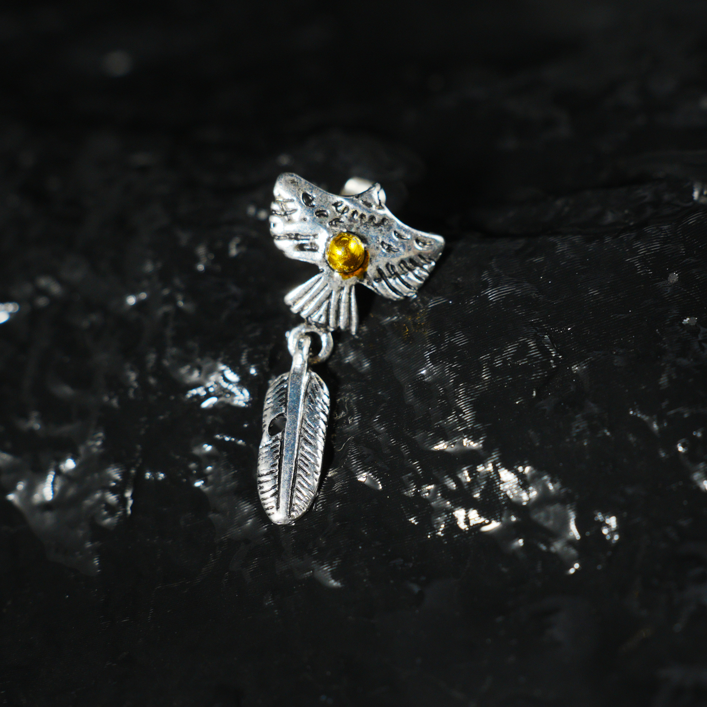 Flying Bird and Feather Drop Earring, Symbolic Totem Jewelry for Freedom, Spirit, and Inner Clarity
