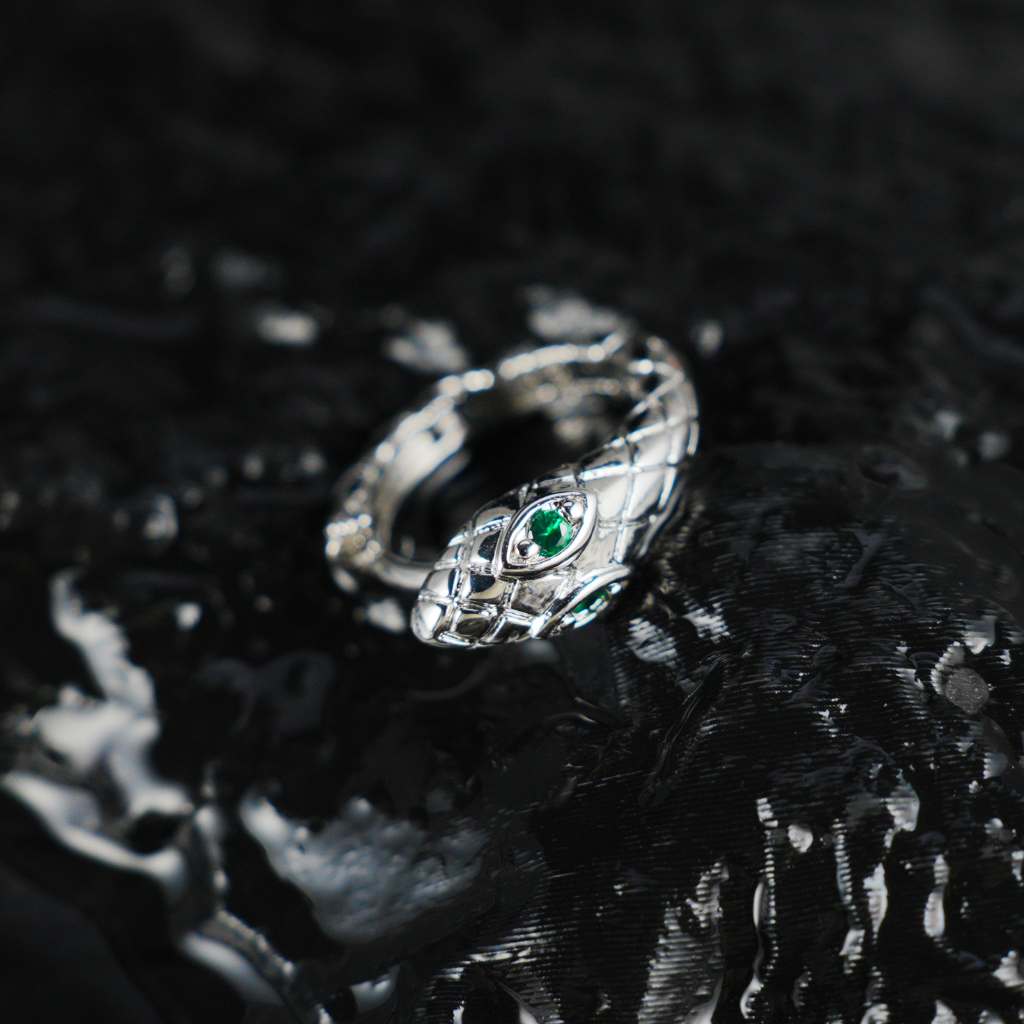 Mystic Snake Stud Earrings with Green Eyes, Gothic Animal Inspired Jewelry, Symbolic Serpent Earrings for Unisex Style & Spiritual Look