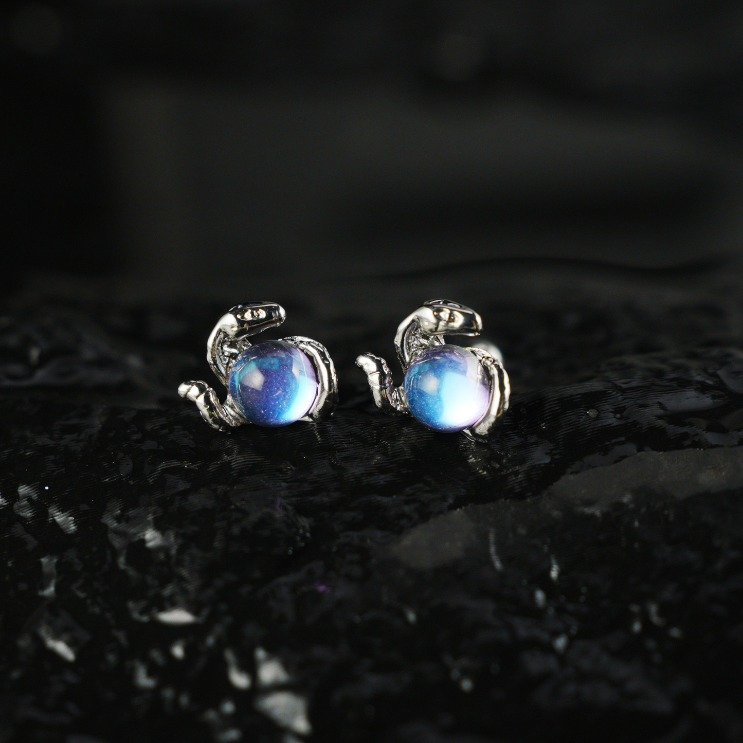 Mystic Serpent & Orb Earrings, Coiled Snake Design for Spiritual Souls and Unique Gifts