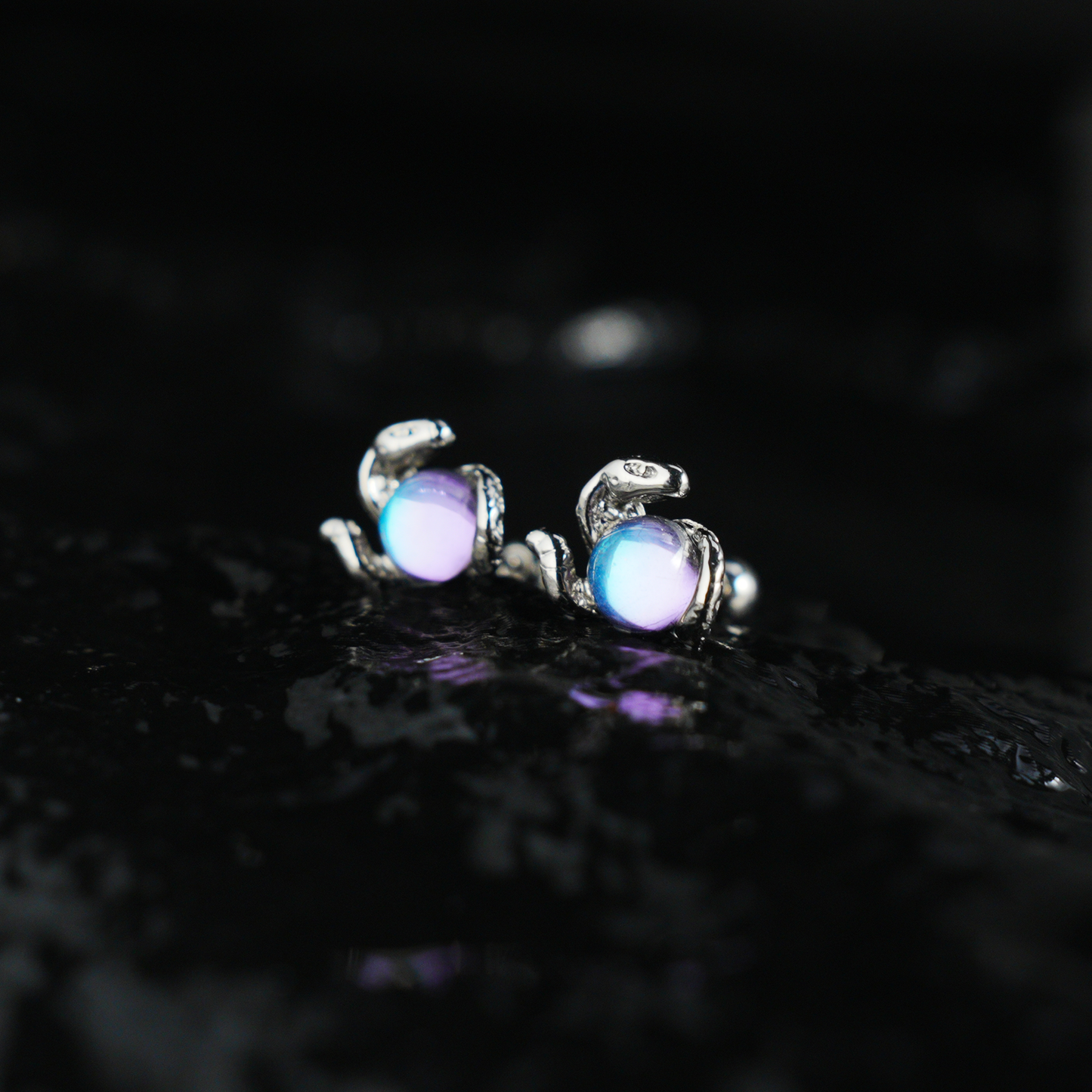 Mystic Serpent & Orb Earrings, Coiled Snake Design for Spiritual Souls and Unique Gifts