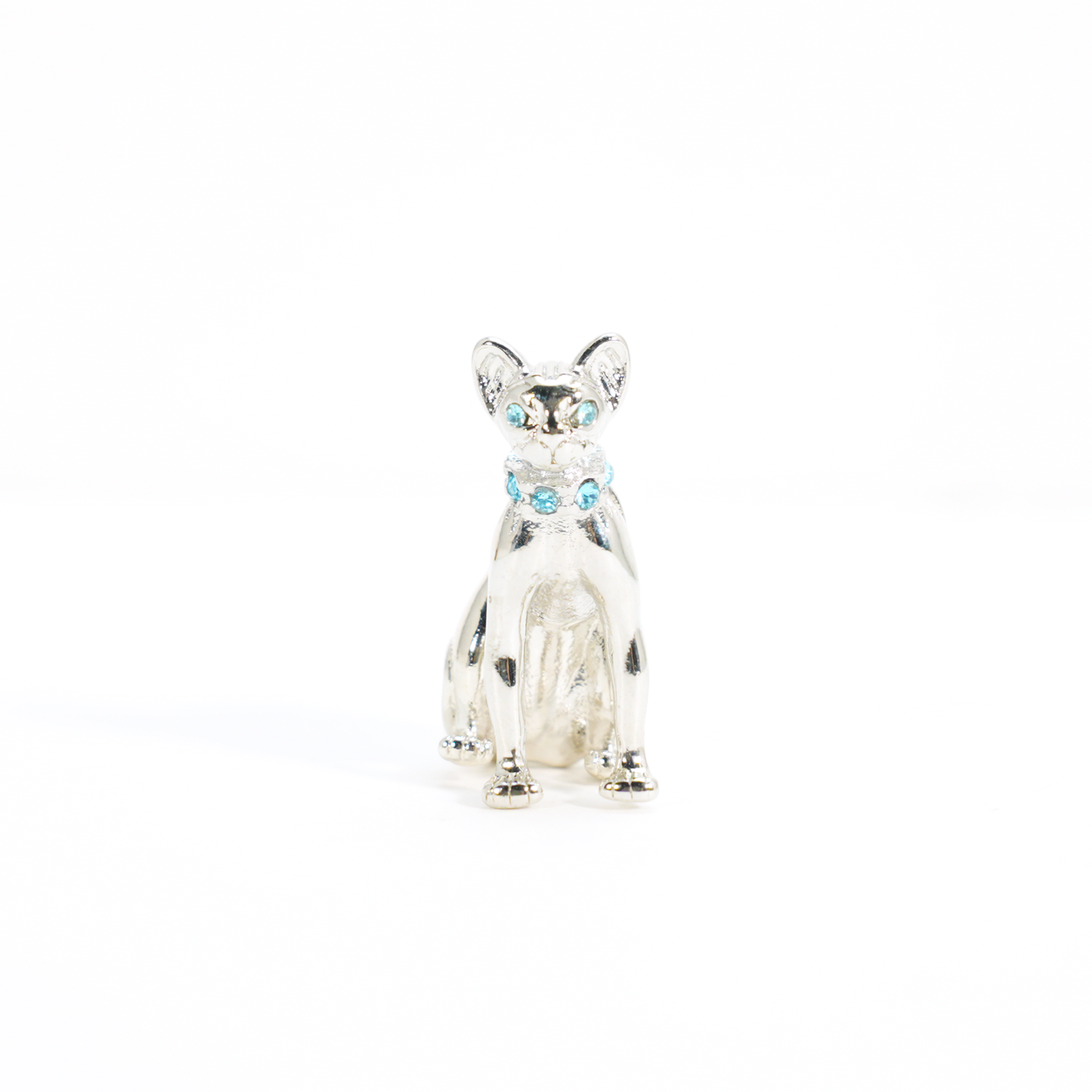 Mystischer Katzen-Ohrstecker | Blaue Kristallaugen & Halsband | Gotischer Katzenschmuck | Unisex-Statement-Tierohrring | Katzen-Totem-Accessoire