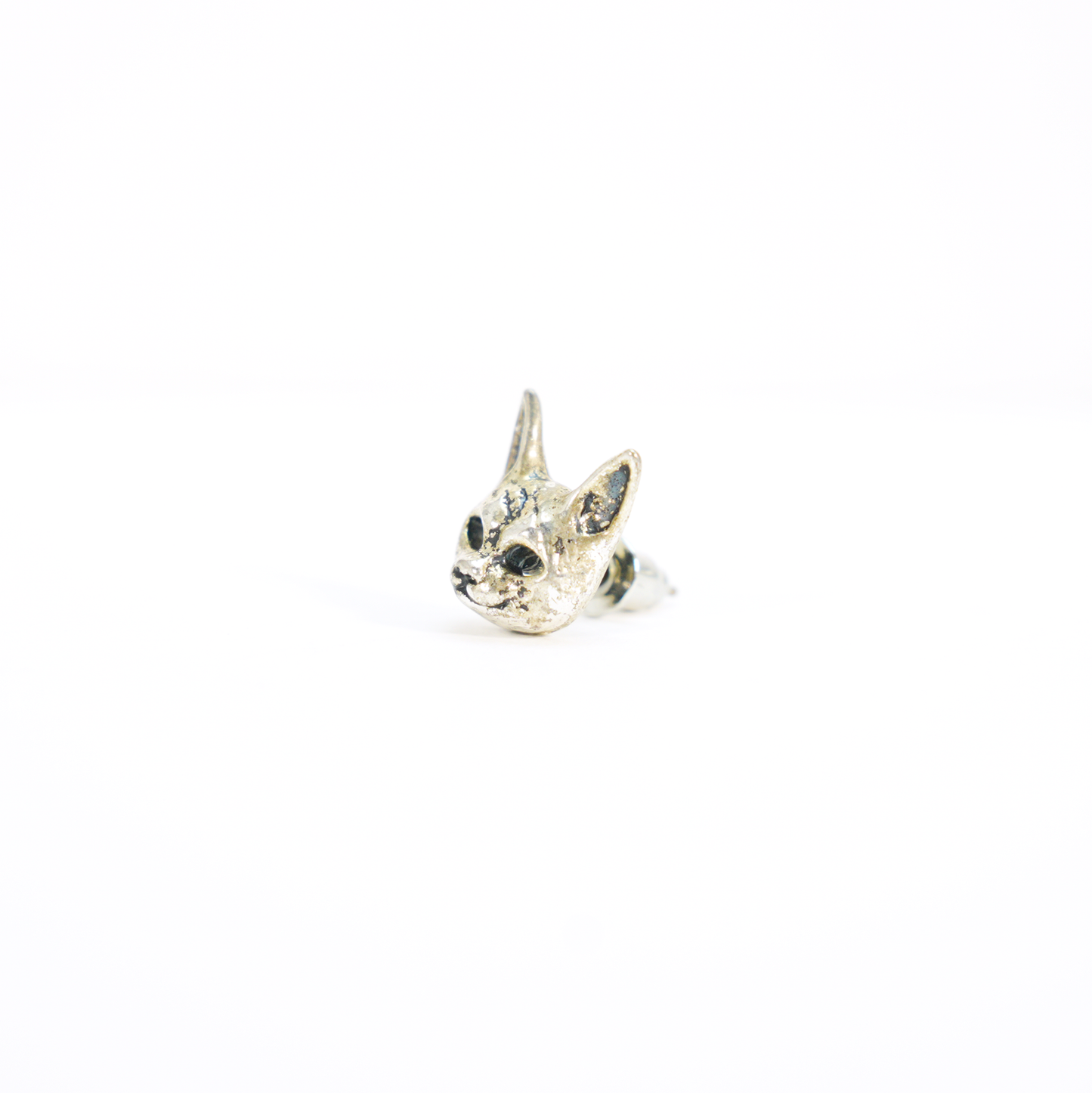 Gothic Cat Head Stud Earring, Mask Style Ear Stud, Vintage Dark Fashion for One Ear