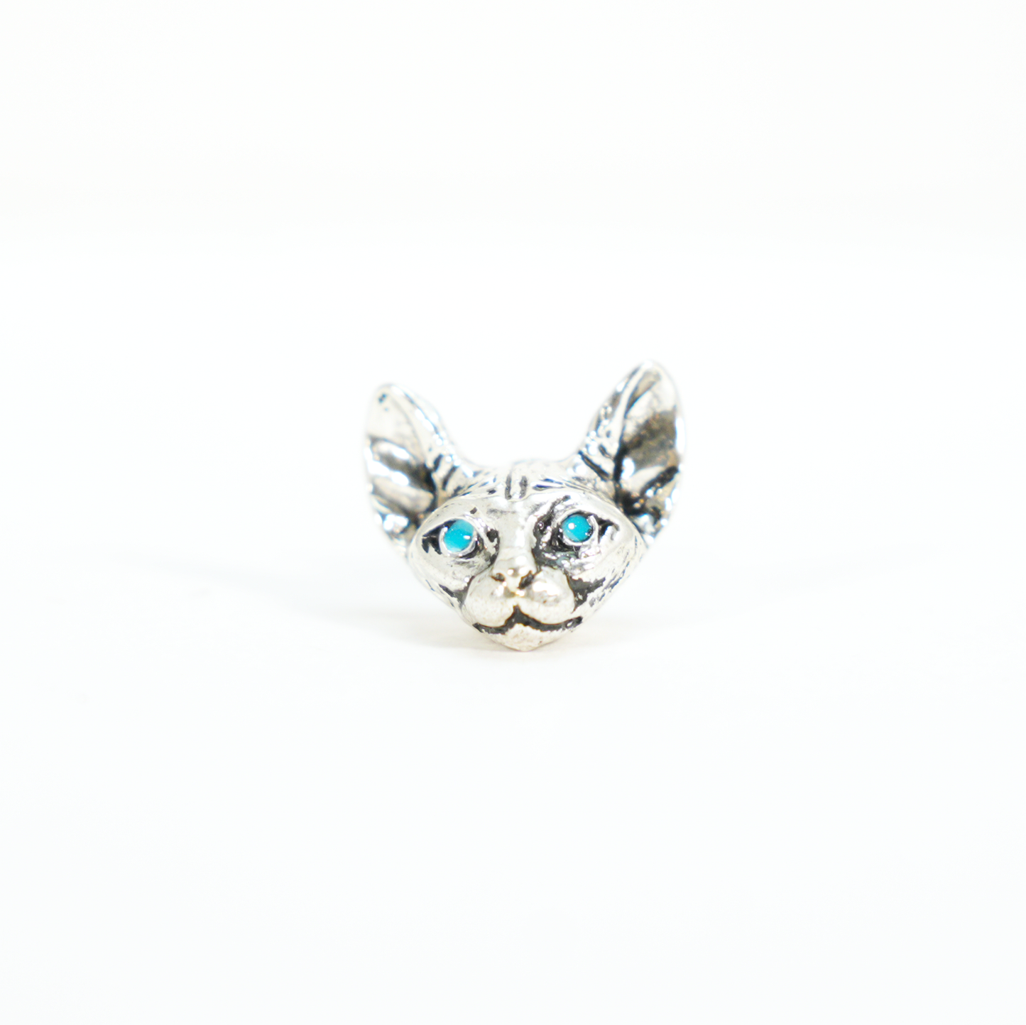 Mystischer Katzen-Ohrstecker mit blauen Augen | Spiritueller Tiertotem-Schmuck | Gothic-Geschenk für Haustierliebhaber