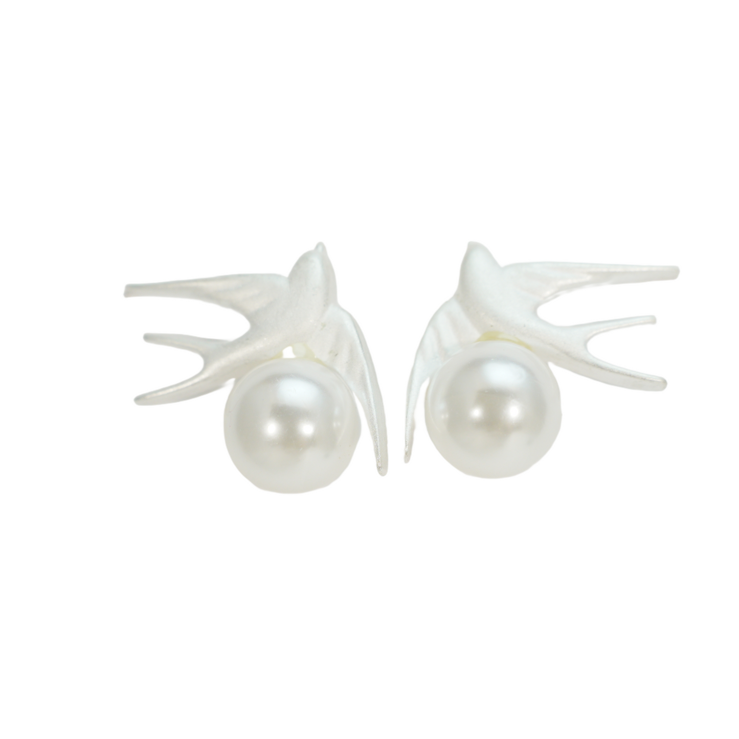 Swallow Pearl Earrings, Minimalist Bird Studs for Everyday Wear, Gift of Hope and Return