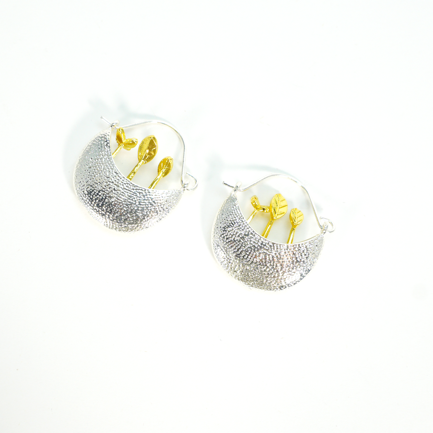 Tropfenohrringe mit sprießenden Blättern, Statement-Ohrringe aus natürlicher Kunst, leichter, pflanzeninspirierter Schmuck