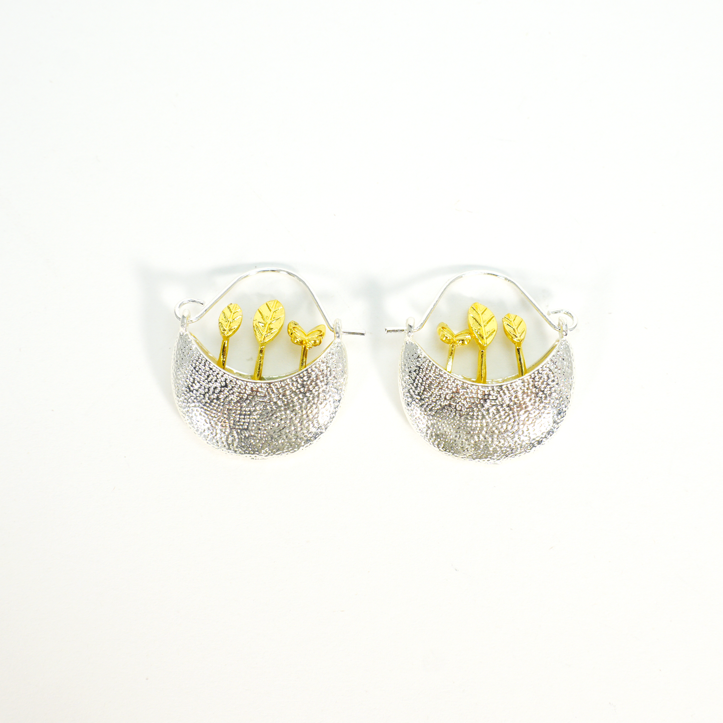 Tropfenohrringe mit sprießenden Blättern, Statement-Ohrringe aus natürlicher Kunst, leichter, pflanzeninspirierter Schmuck