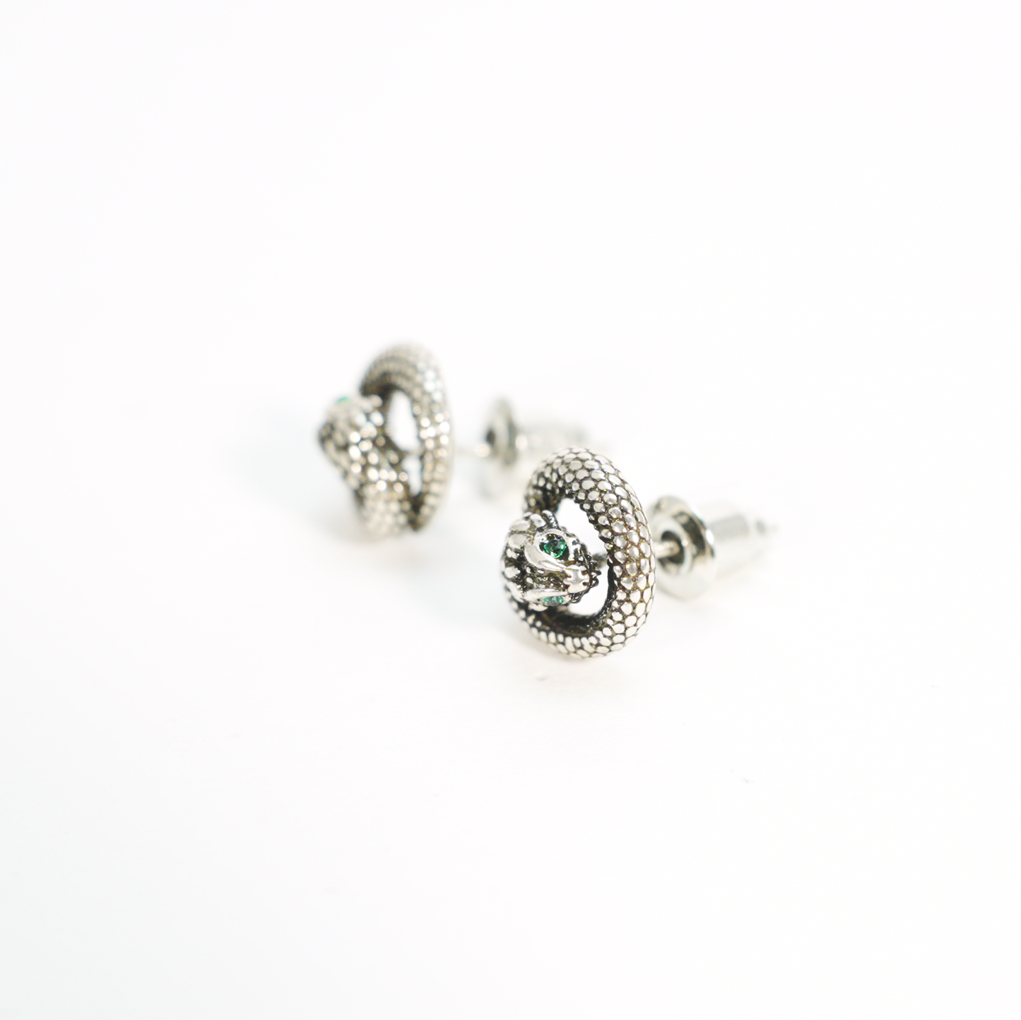 Coiled Snake Talisman Earrings | Gothic Spiritual Studs with Ouroboros Symbol | Unique Birthday Gift for Mystic Jewelry Lovers