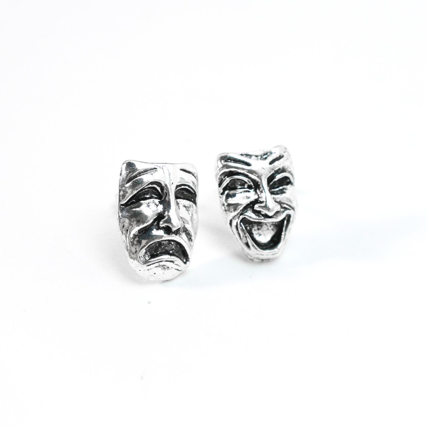 Drama Mask Earrings | Comedy & Tragedy Dual Faces | Artistic Statement Jewelry
