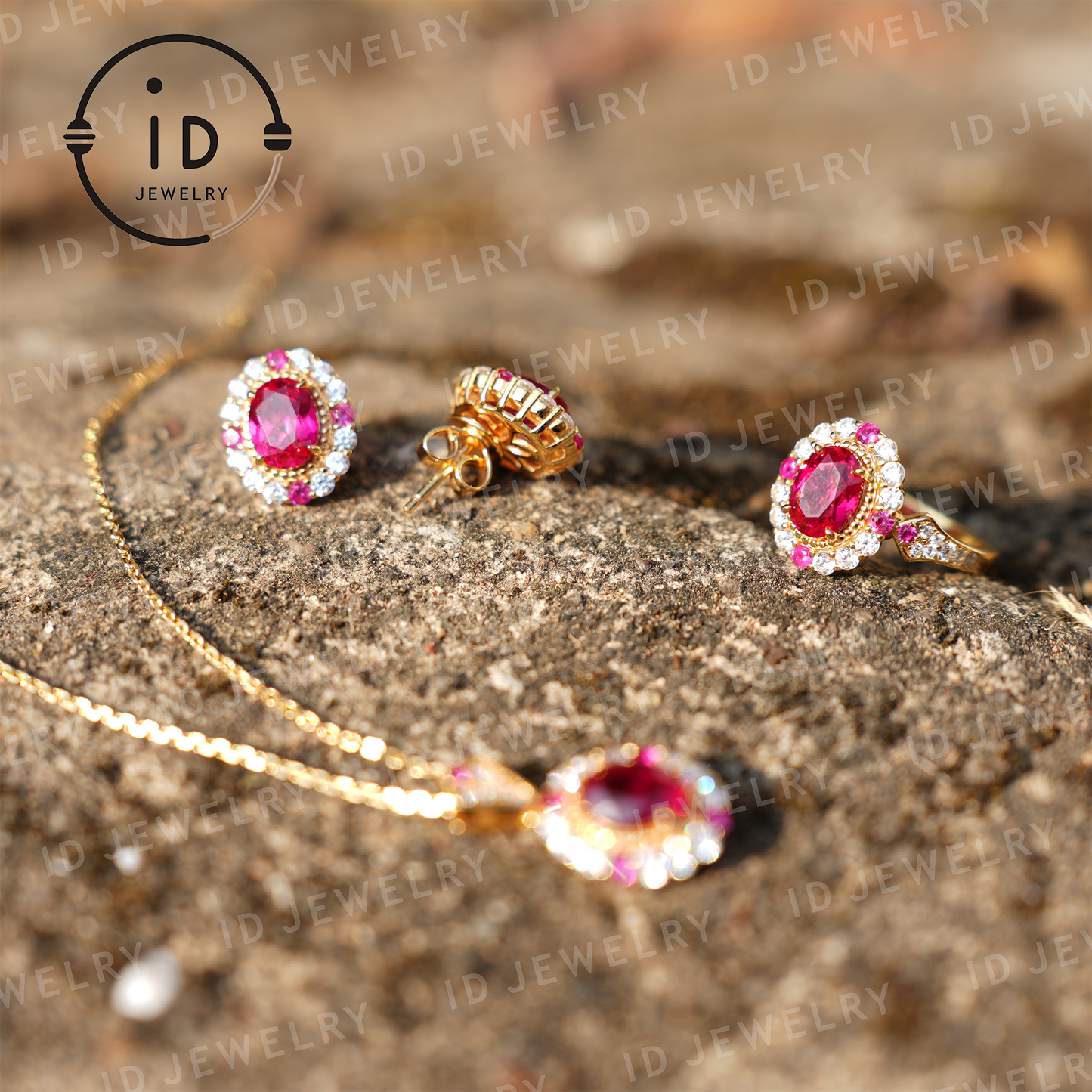 Classic Ruby Ring in Sterling Silver, 18K Gold Plated, Elegant Women’s Gift